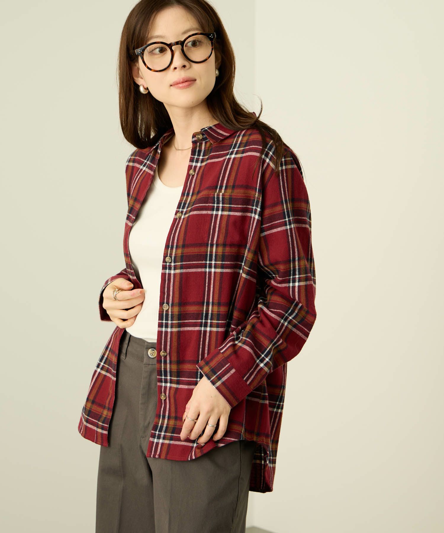 nAvy コットンネルチェックシャツ レディース商品画像-16