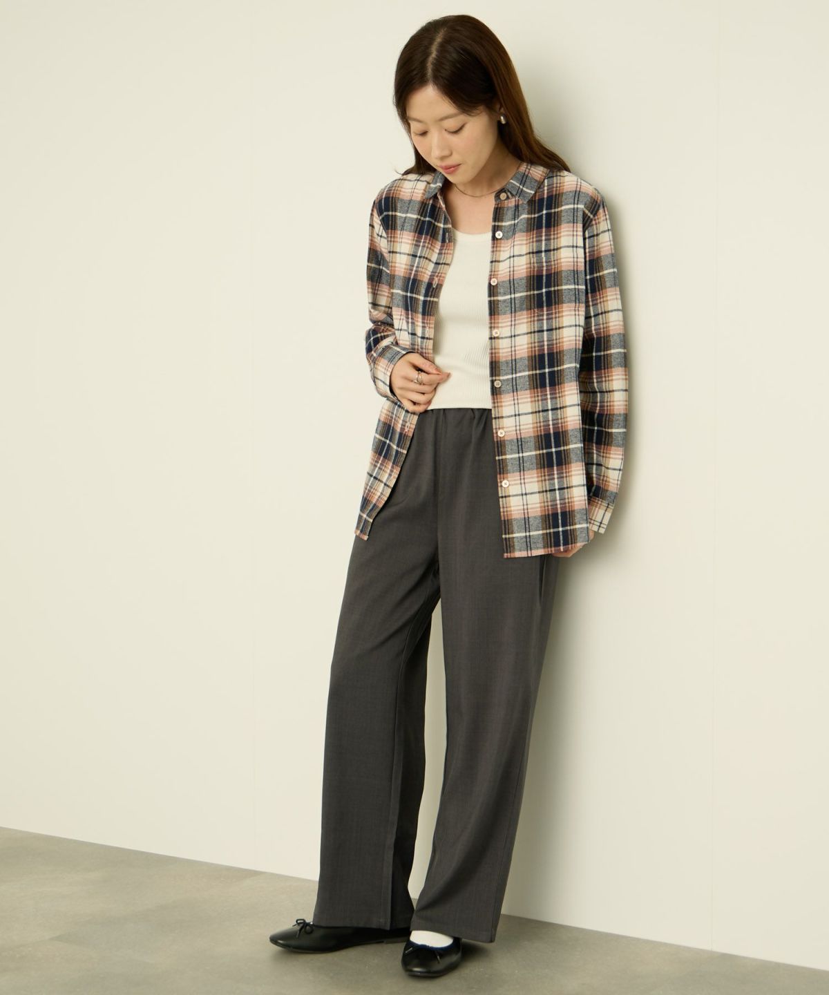 nAvy コットンネルチェックシャツ レディース