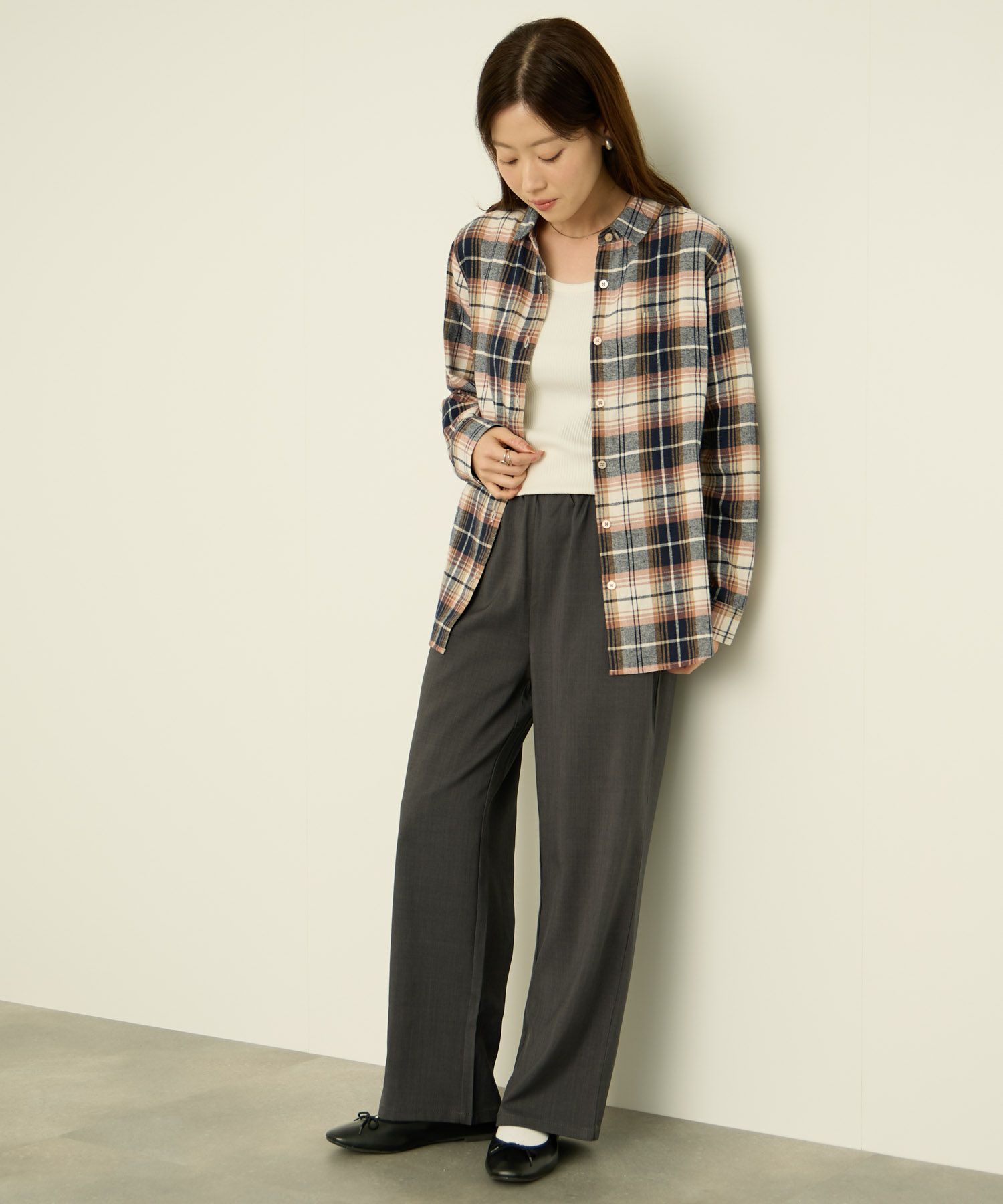 nAvy コットンネルチェックシャツ レディース