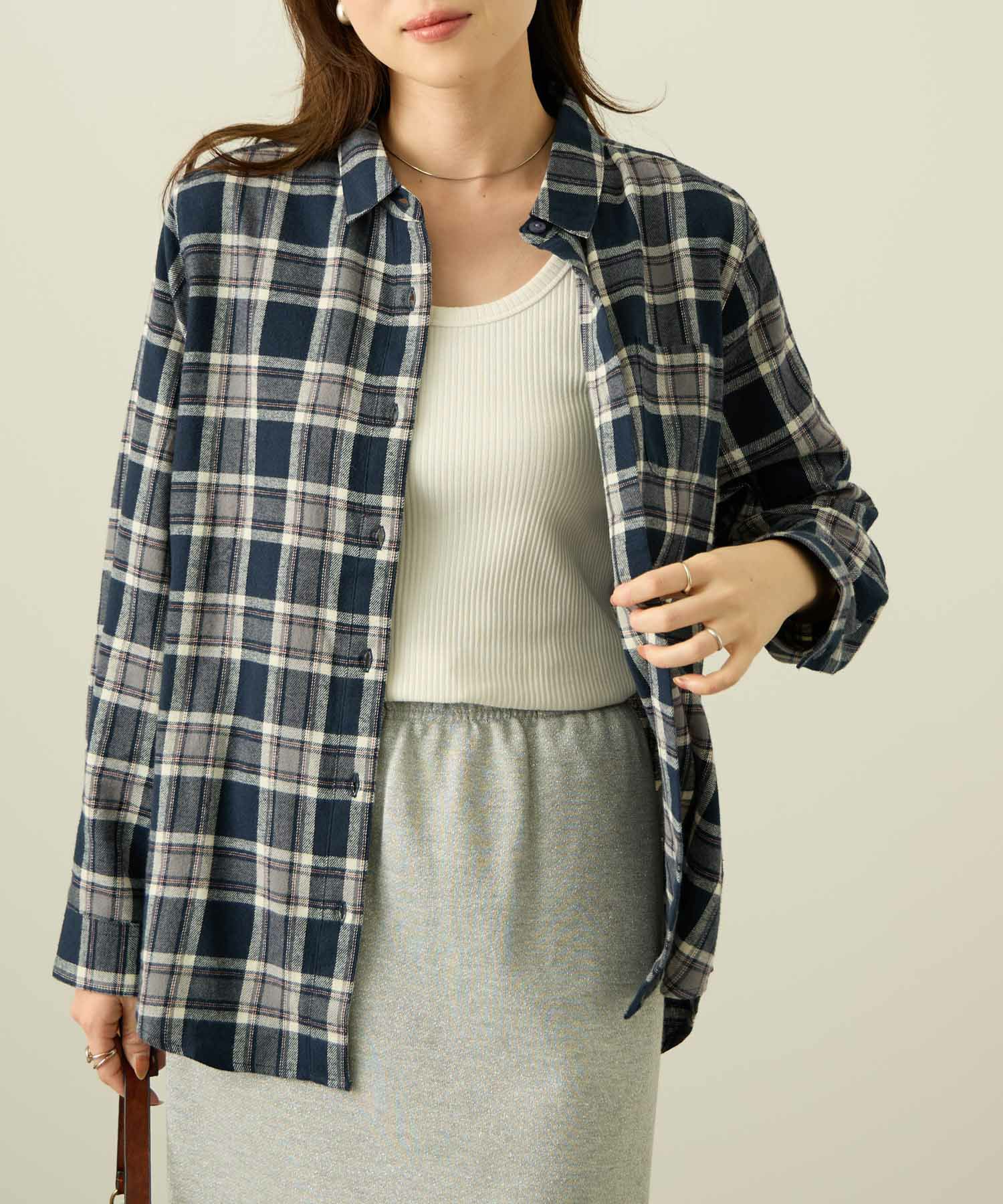 nAvy コットンネルチェックシャツ レディース商品画像-22