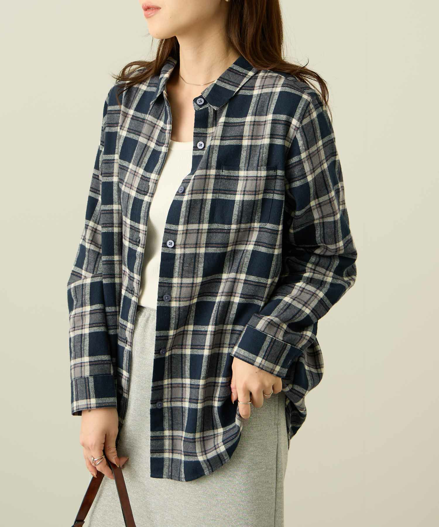 nAvy コットンネルチェックシャツ レディース商品画像-23