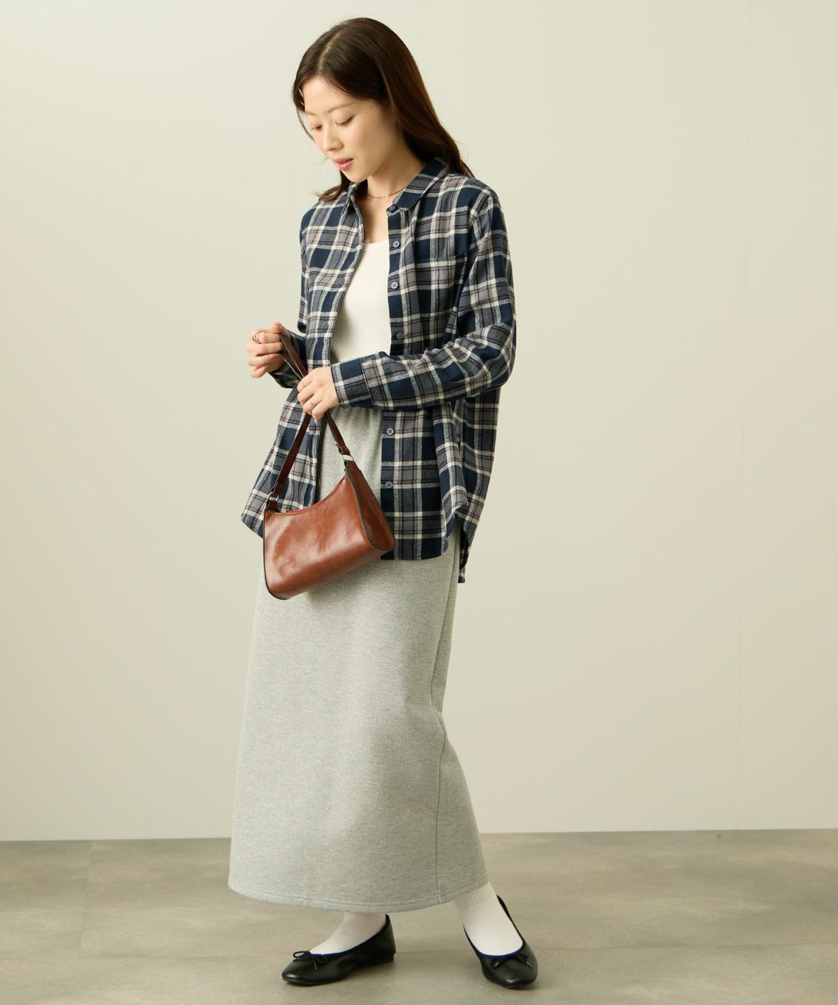 nAvy コットンネルチェックシャツ レディース