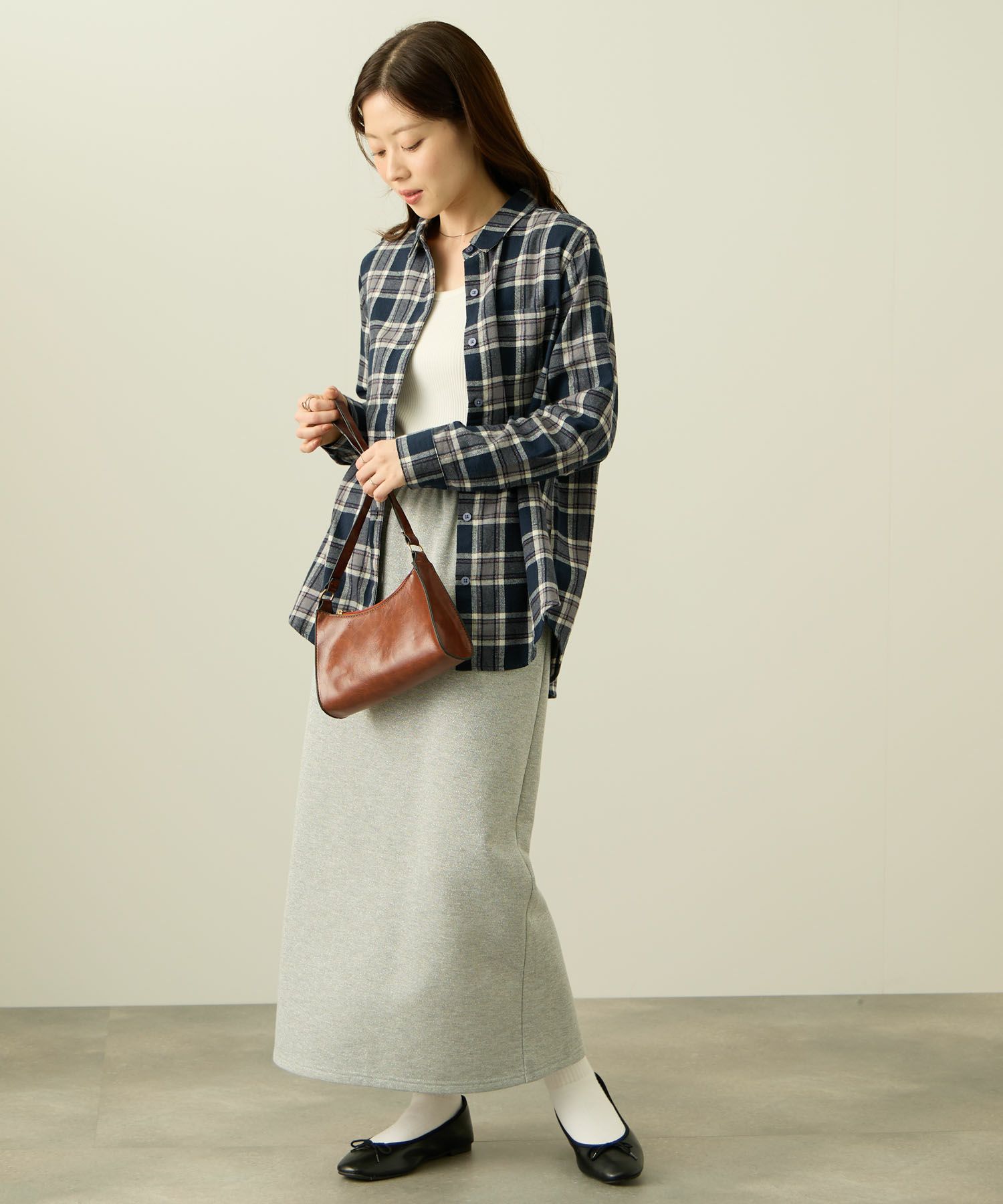 nAvy コットンネルチェックシャツ レディース