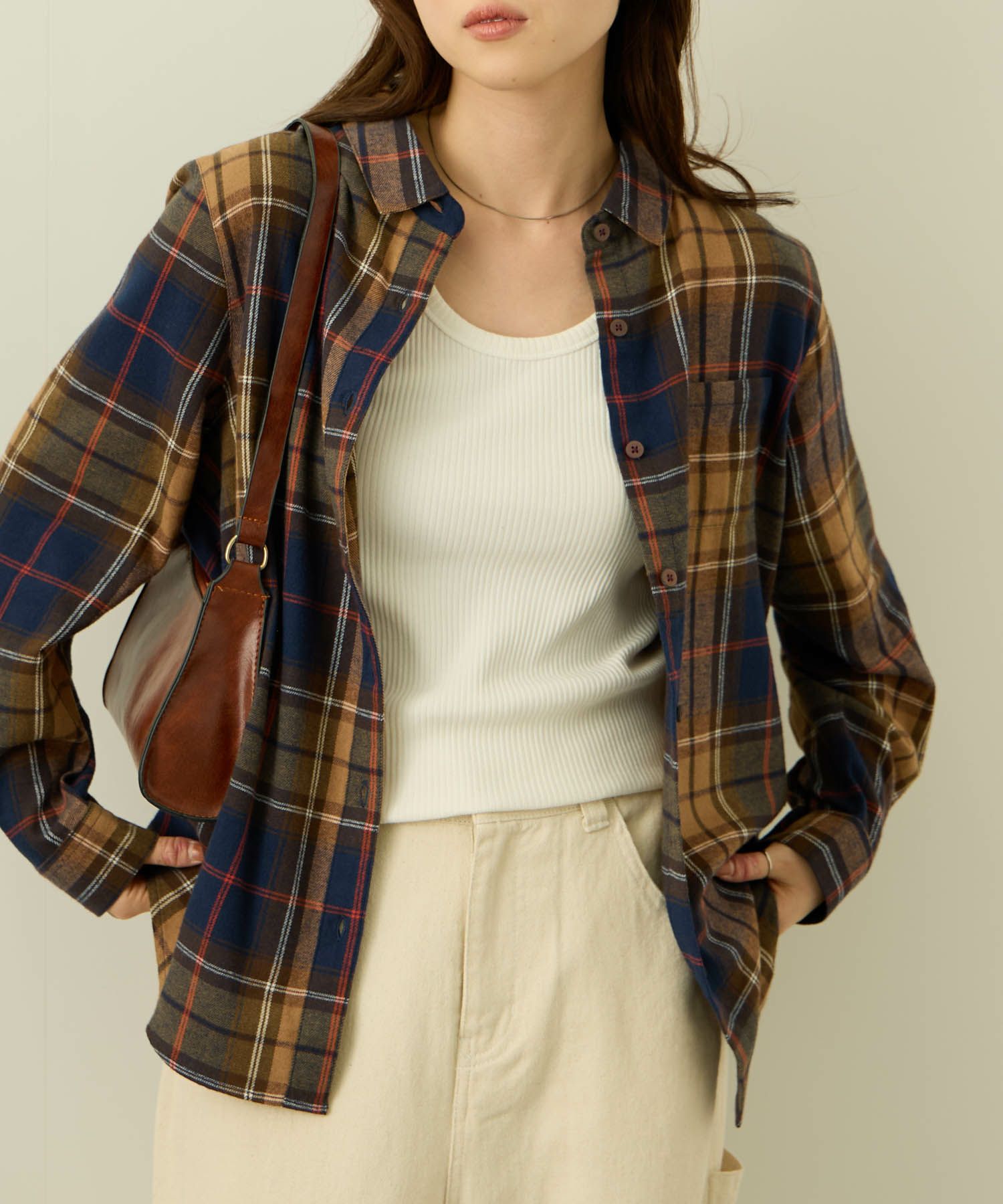 nAvy コットンネルチェックシャツ レディース