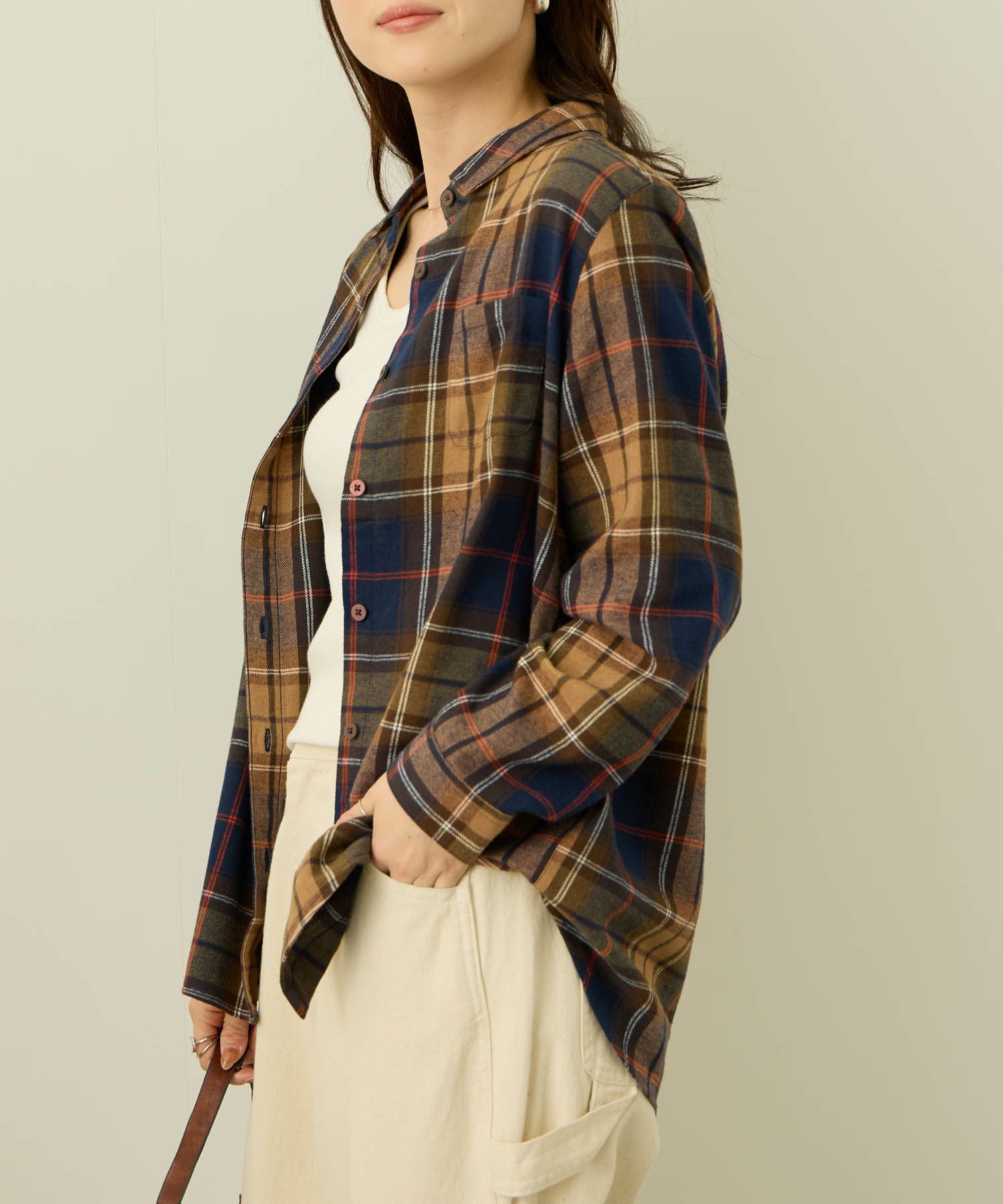 nAvy コットンネルチェックシャツ レディース