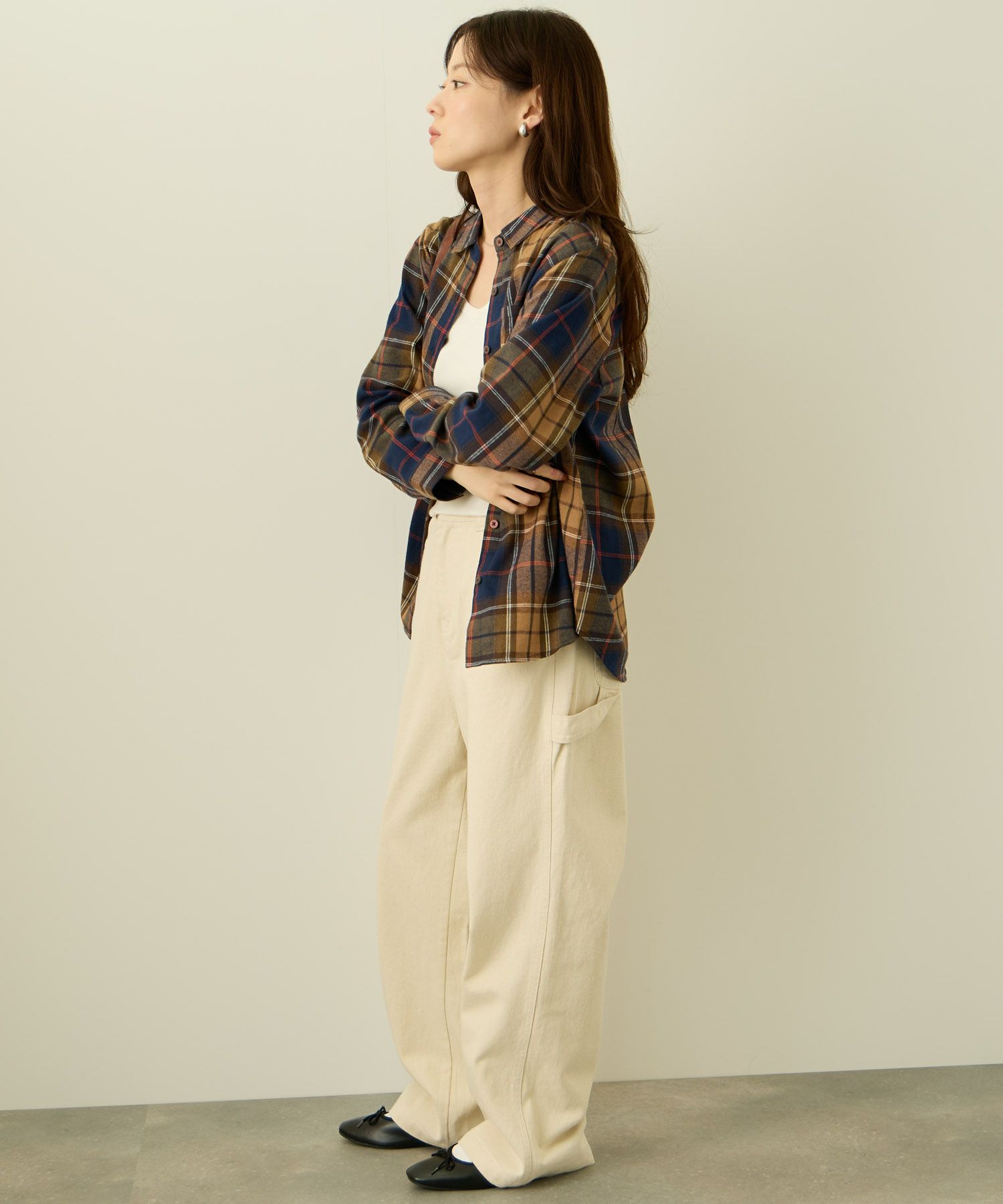 nAvy コットンネルチェックシャツ レディース