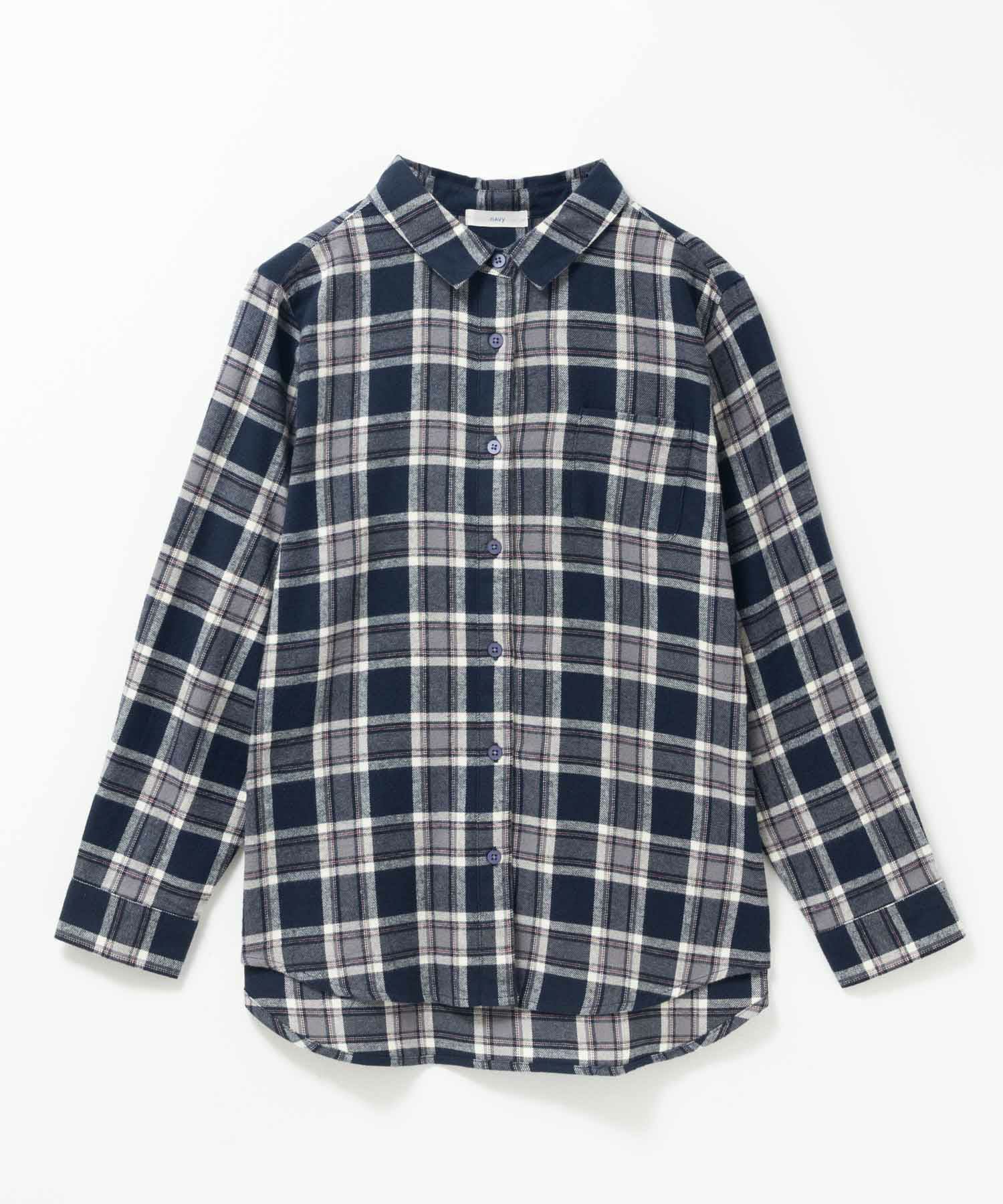 nAvy コットンネルチェックシャツ レディース