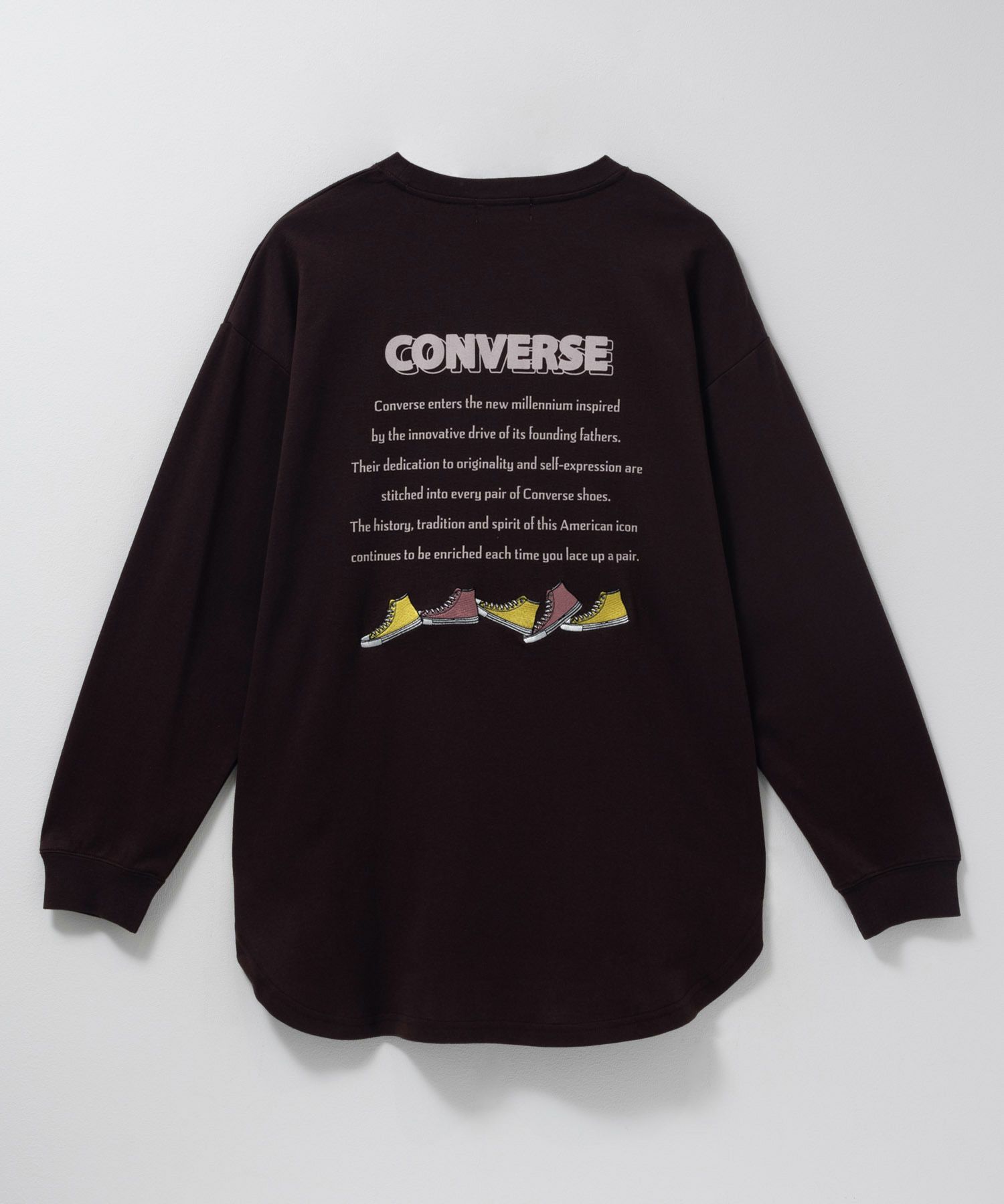 CONVERSE ポンチ素材 バックシューズ刺繍チュニックTシャツ レディース メール便 対応商品