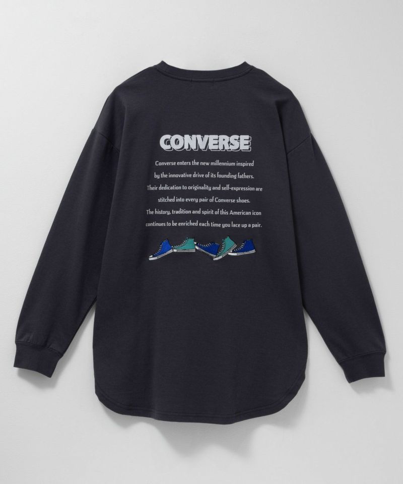 CONVERSE  ポンチ素材 バックシューズ刺繍チュニックTシャツ レディース メール便 対応商品商品画像-3