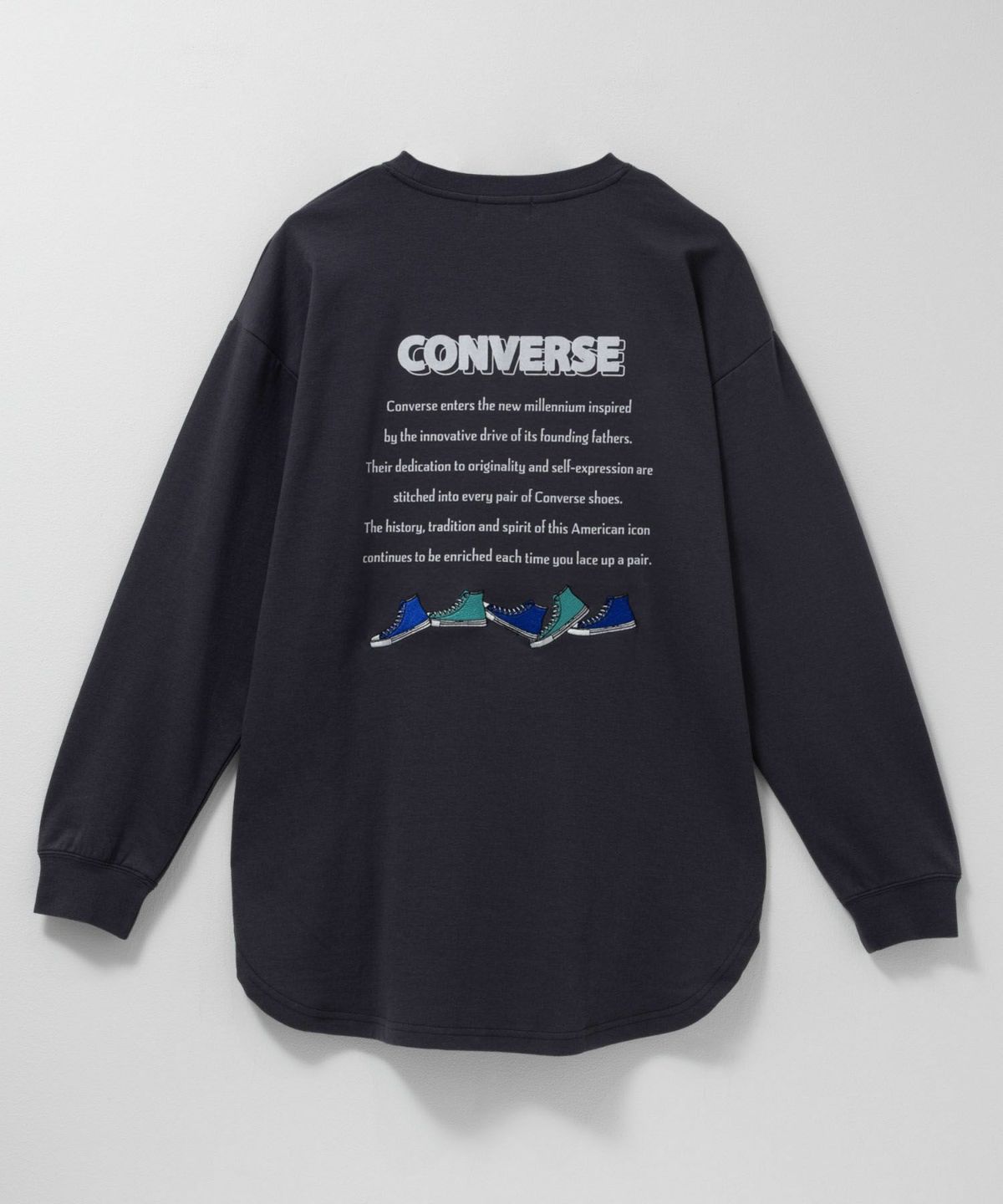 CONVERSE ポンチ素材 バックシューズ刺繍チュニックTシャツ レディース メール便 対応商品