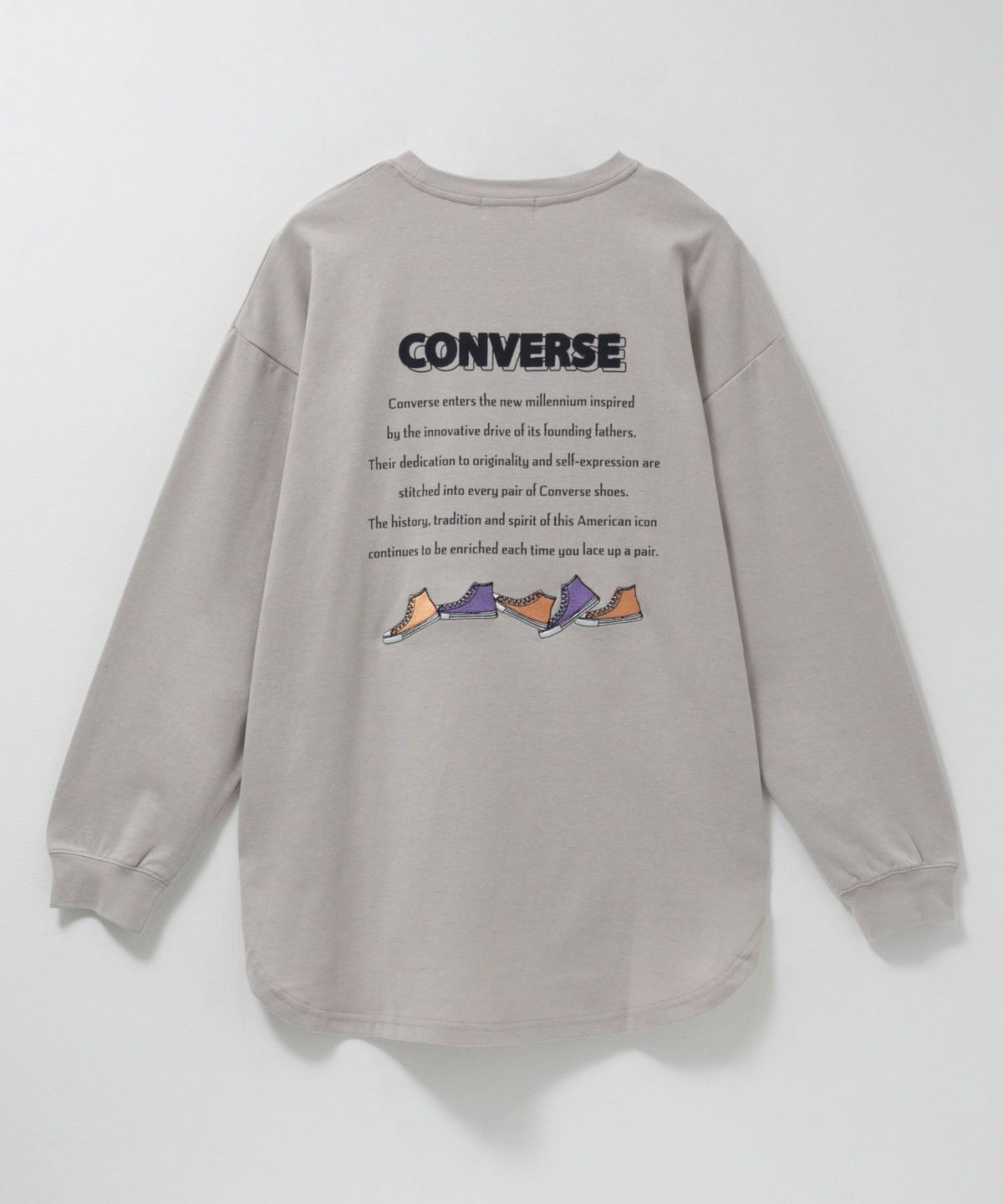 CONVERSE ポンチ素材 バックシューズ刺繍チュニックTシャツ レディース メール便 対応商品