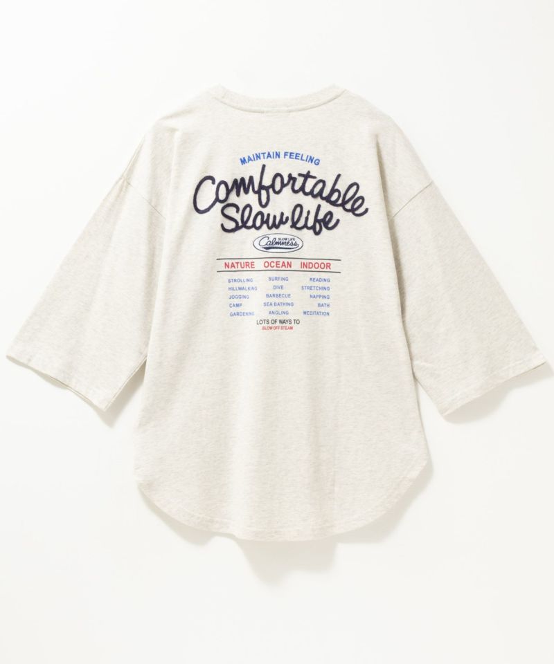 UNDERWRAPS  刺繍ラウンドビッグ7分袖Tシャツ レディース メール便 対応商品商品画像-1