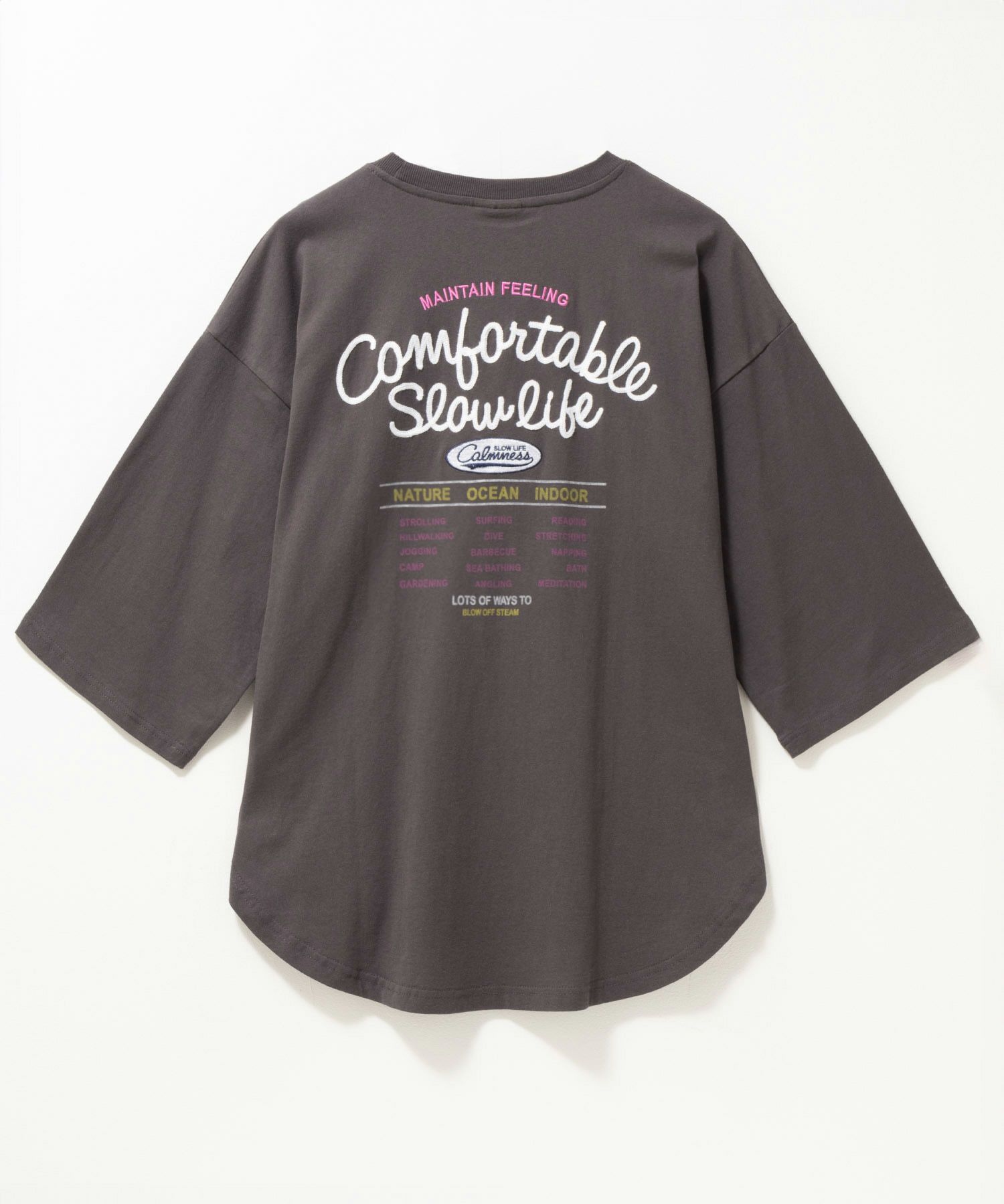 UNDERWRAPS  刺繍ラウンドビッグ7分袖Tシャツ レディース メール便 対応商品商品サムネイル-3