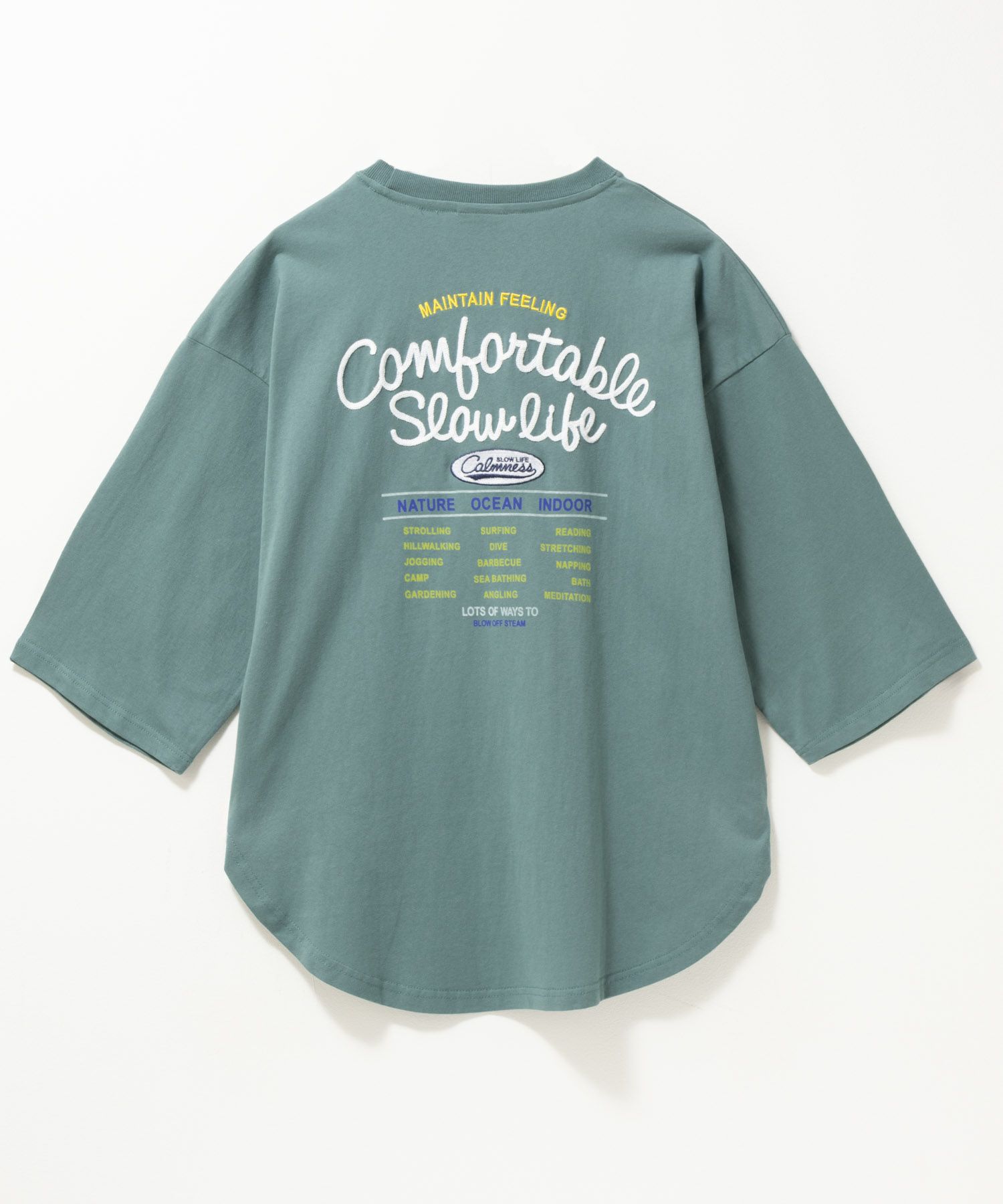 UNDERWRAPS 刺繍ラウンドビッグ7分袖Tシャツ レディース メール便 対応商品商品画像-5