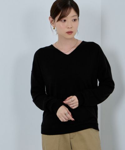 NAVY カシミヤタッチニット クルーネック レディース