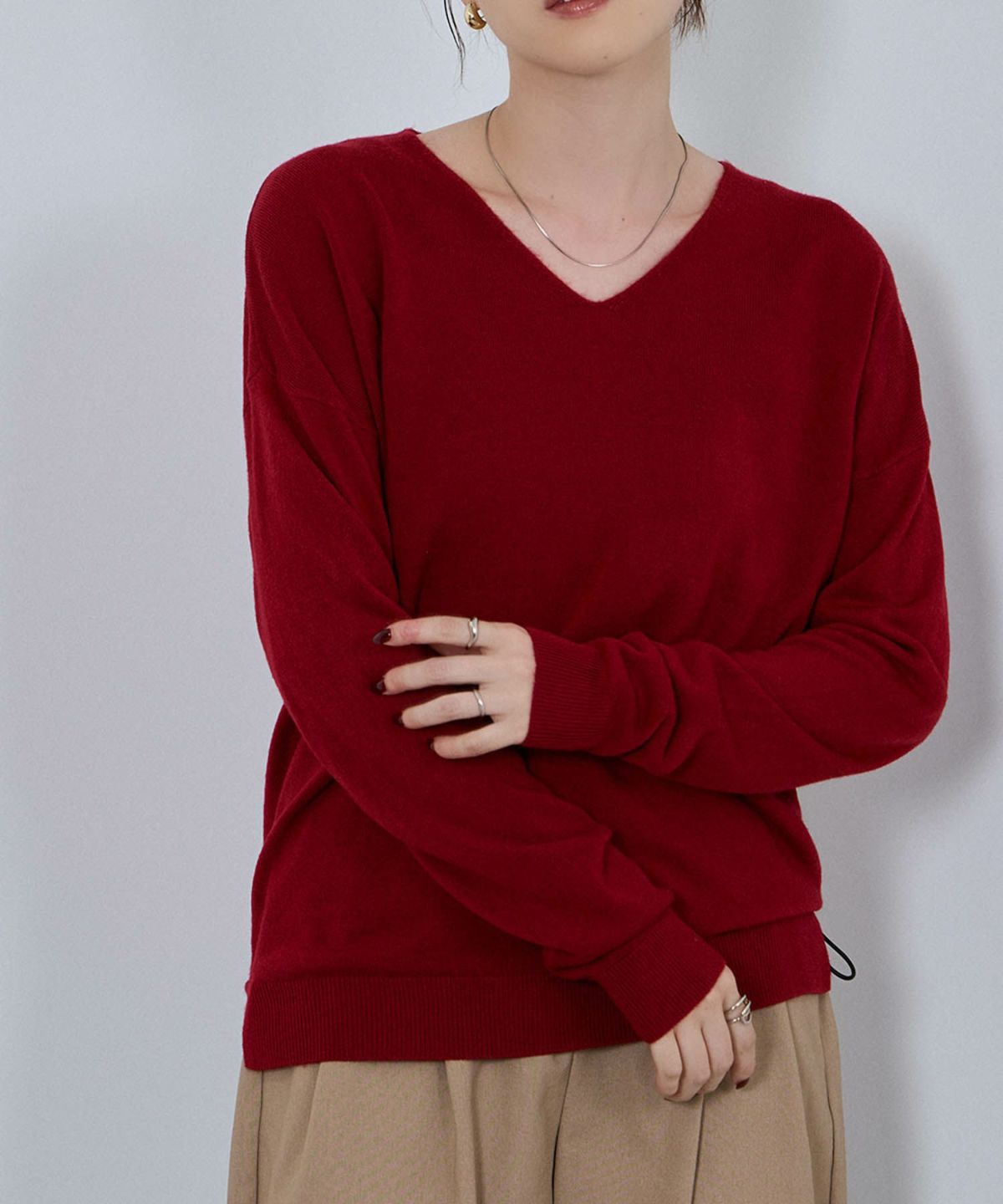 nAvy カシミヤタッチニット Vネック レディース