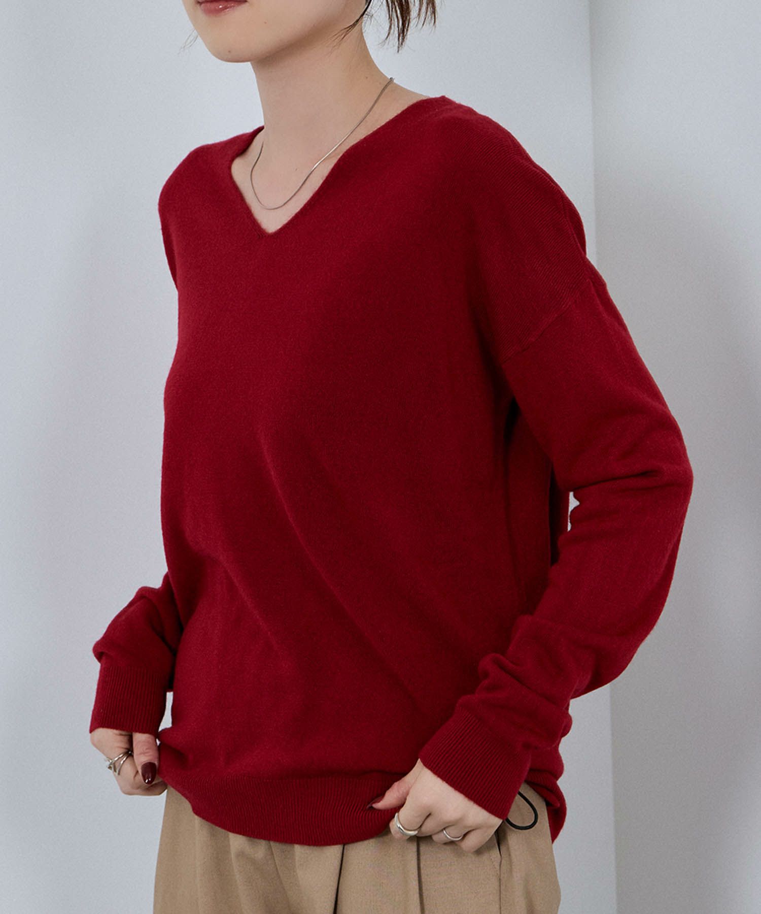 nAvy カシミヤタッチニット Vネック レディース商品画像-10