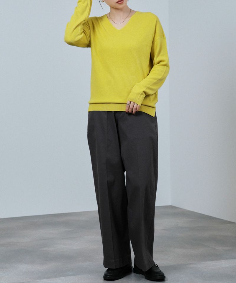 【極美品】エンフォルド キャッシュタッチ ニットプルオーバー バイカラー 濃紺 NAVY nAvy カシミヤタッチニット Vネック レディース