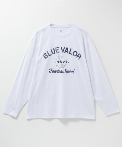 T-GRAPHICS ミリタリーロゴプリント長袖Tシャツ メンズ