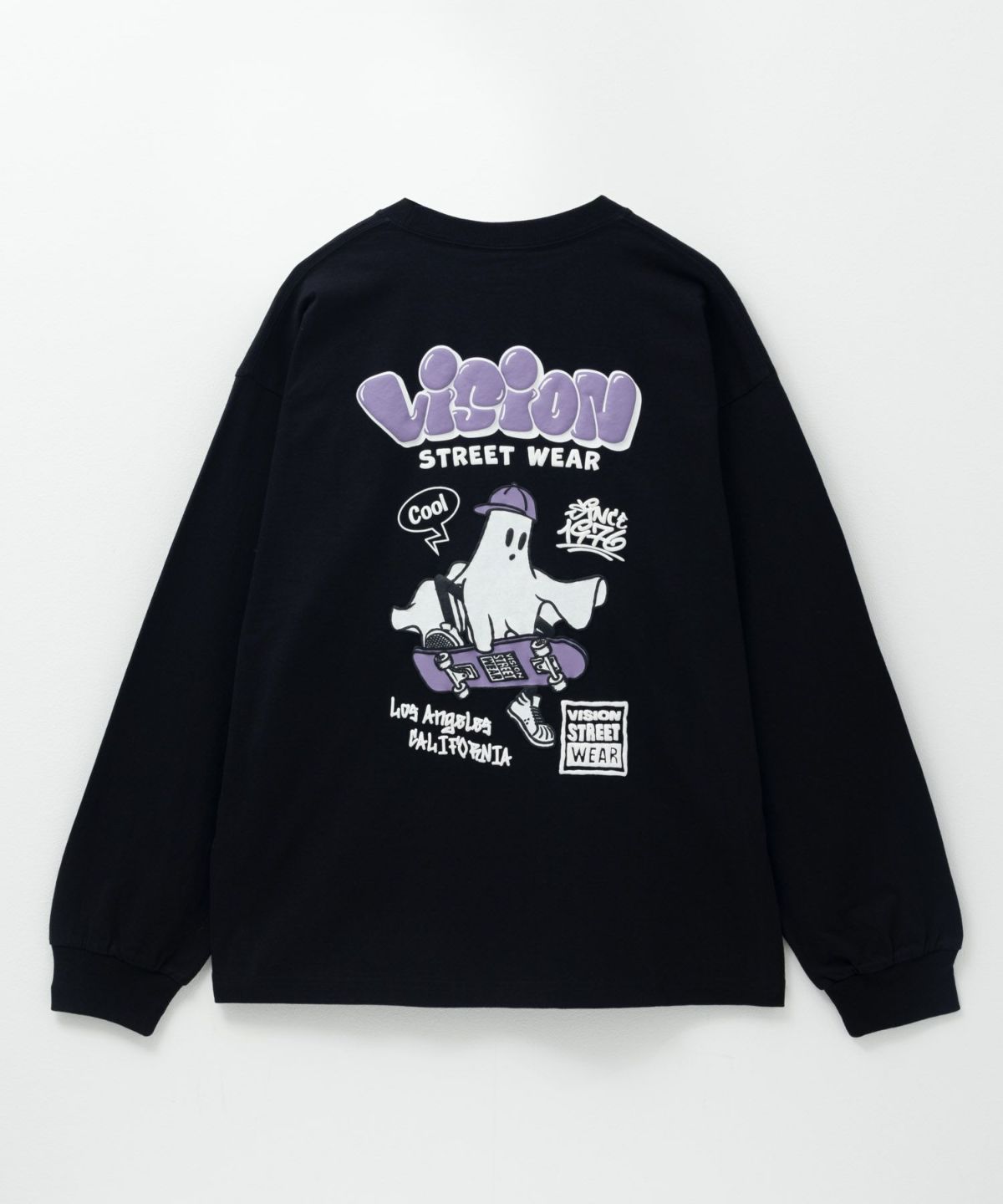 VISION STREET WEAR ゴースト発泡プリント長袖Tシャツ メンズ