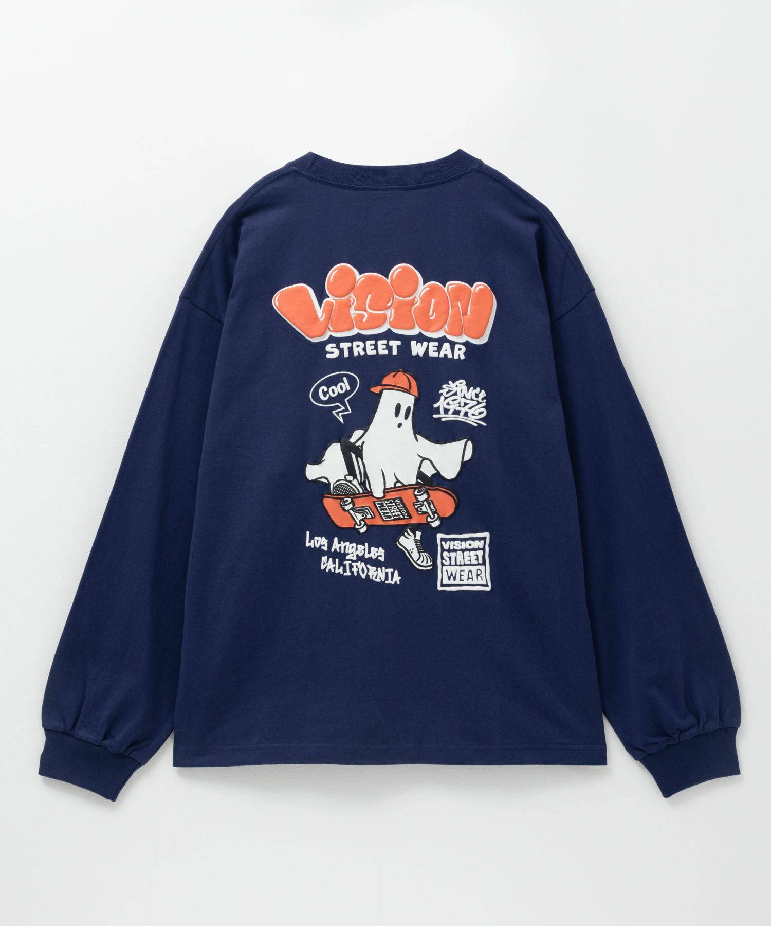 VISION STREET WEAR ゴースト発泡プリント長袖Tシャツ メンズ