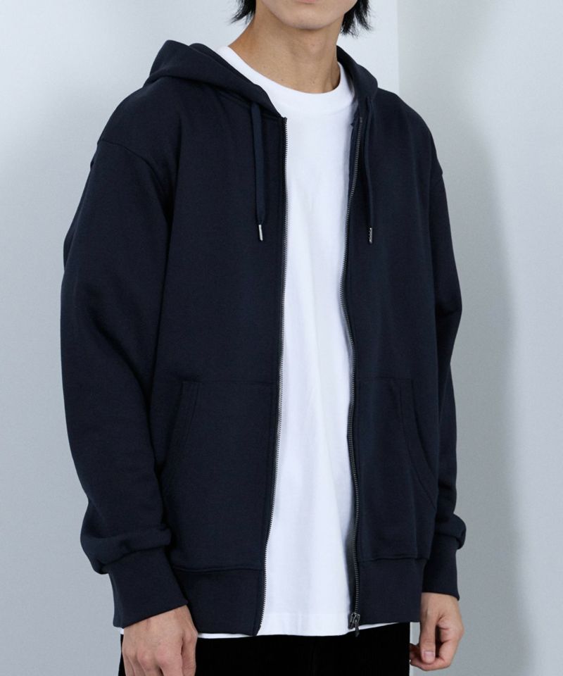 NAVY  タフラク ヘビー裏毛ジップパーカー メンズ商品画像-4