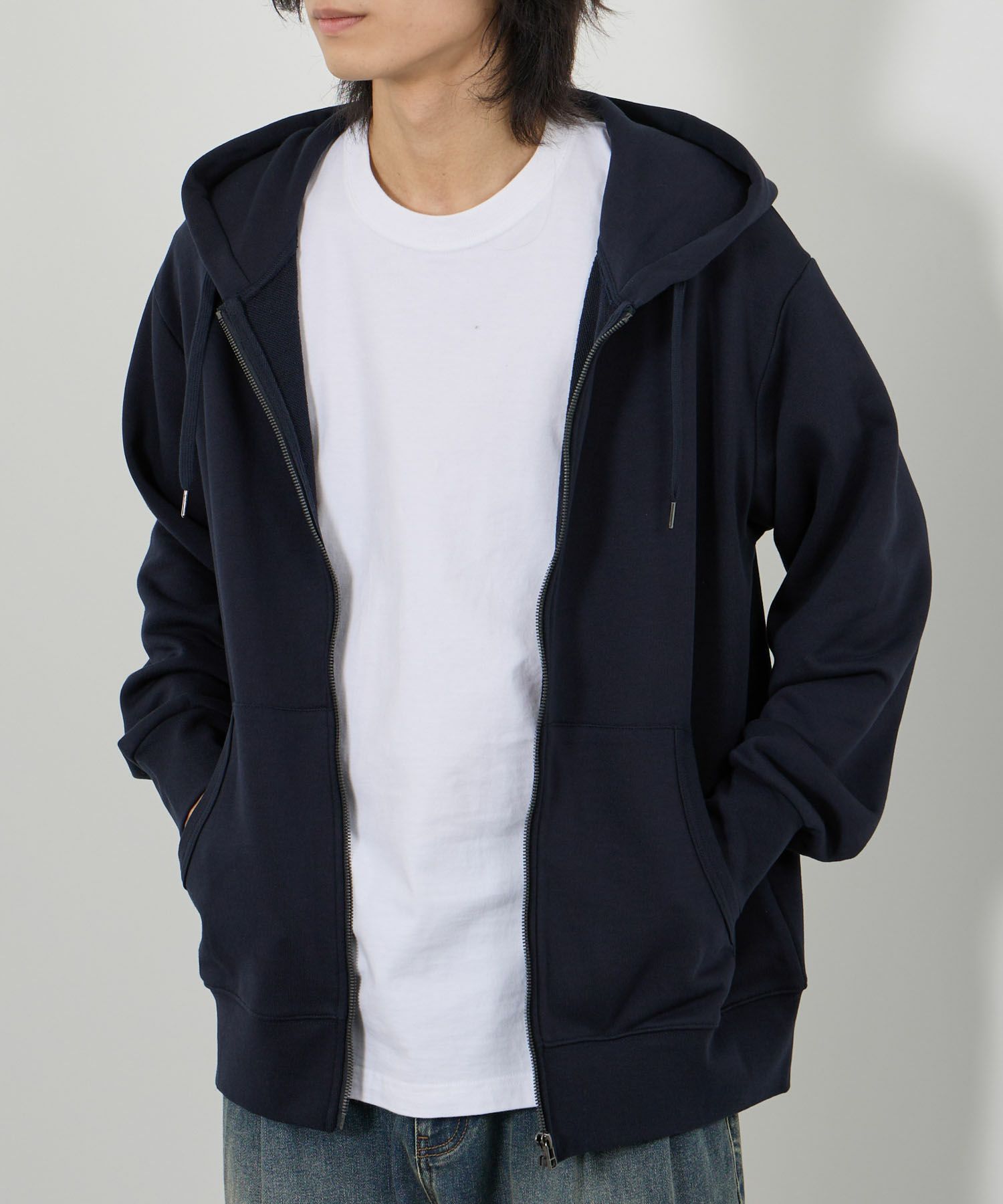 NAVY タフラク ヘビー裏毛ジップパーカー メンズ商品画像-5