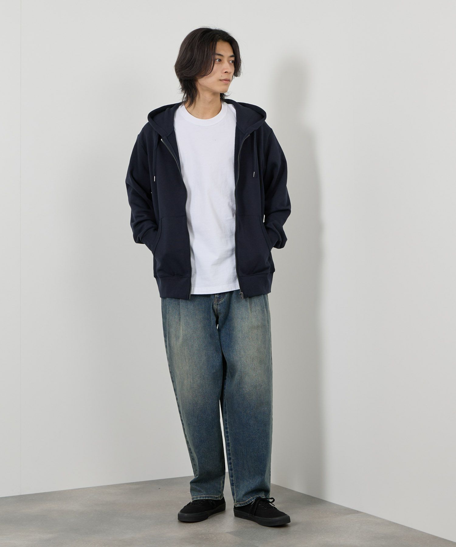 NAVY タフラク ヘビー裏毛ジップパーカー メンズ