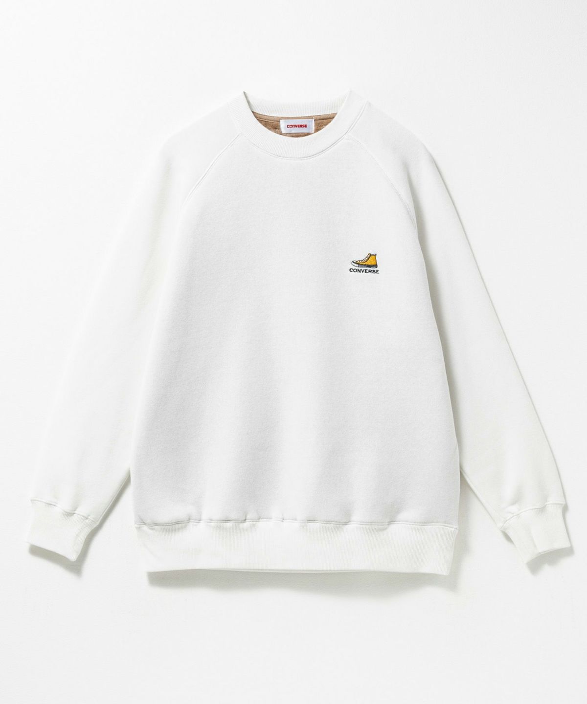 CONVERSE ワンポイントシューズ刺繍裏シャギートレーナー レディース