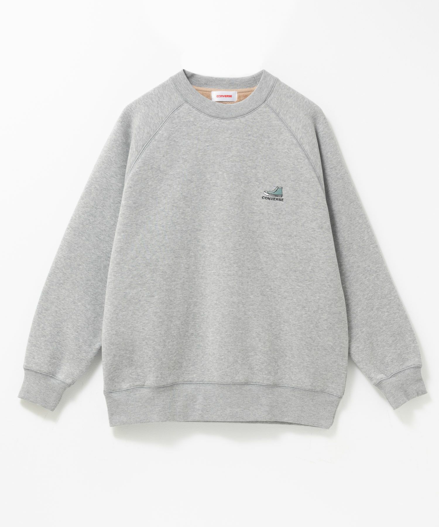 CONVERSE ワンポイントシューズ刺繍裏シャギートレーナー レディース