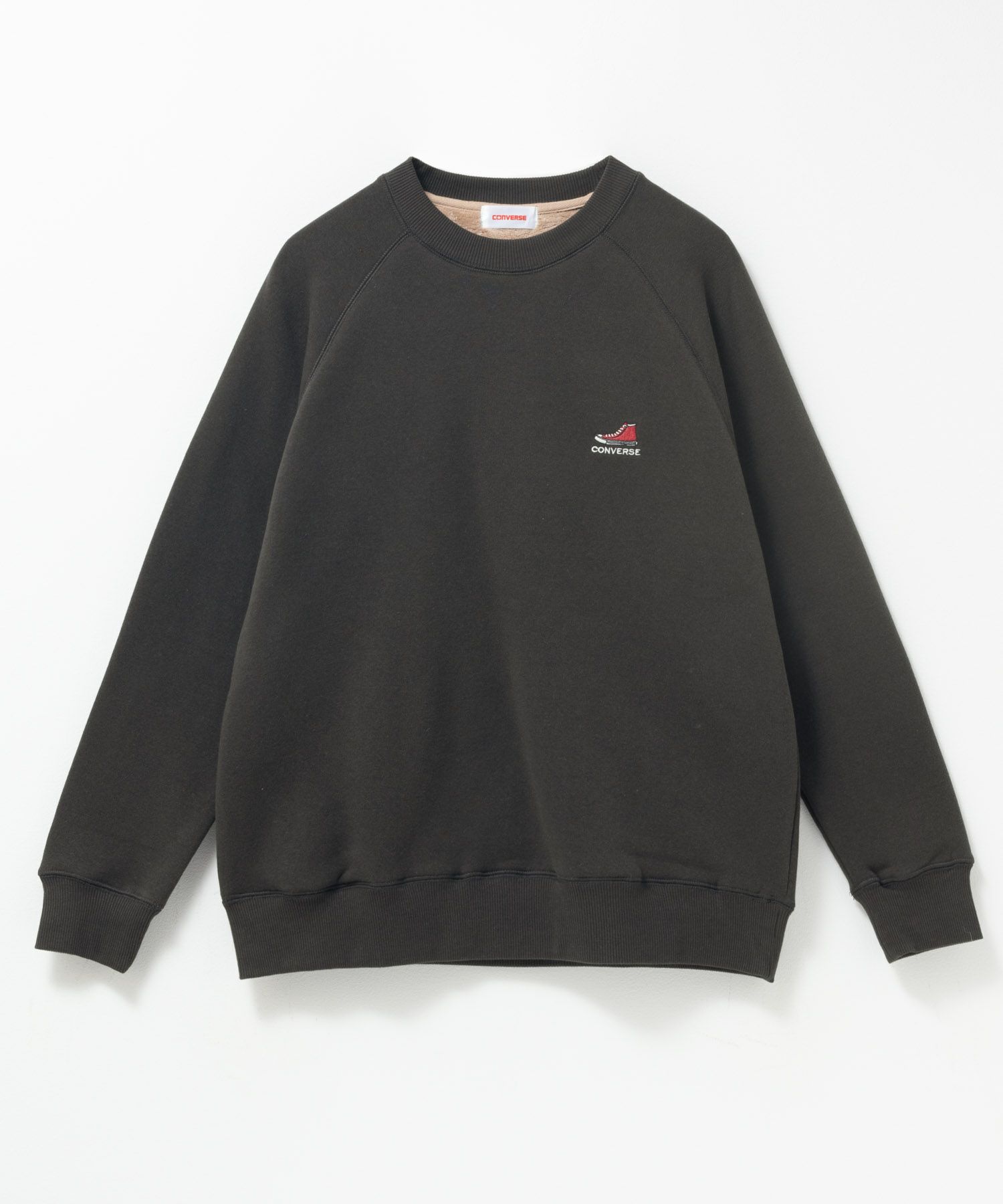 CONVERSE ワンポイントシューズ刺繍裏シャギートレーナー レディース