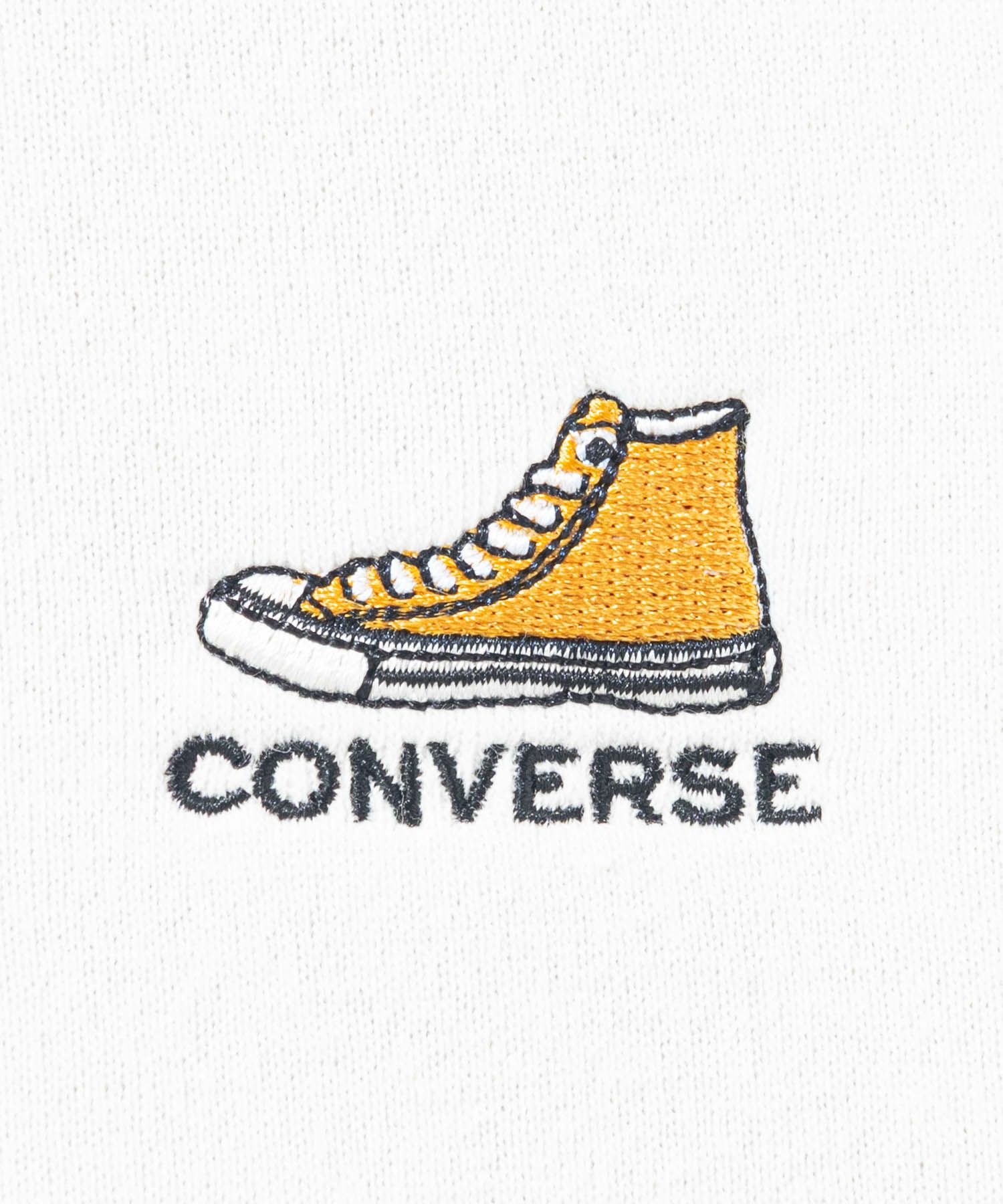 CONVERSE ワンポイントシューズ刺繍裏シャギートレーナー レディース