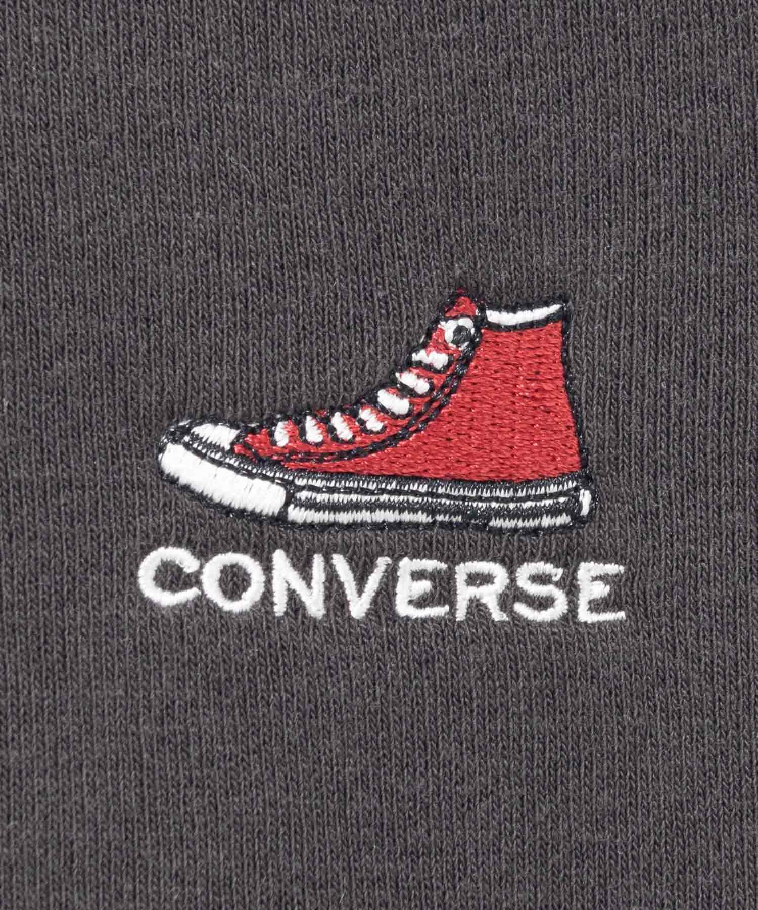 CONVERSE ワンポイントシューズ刺繍裏シャギートレーナー レディース