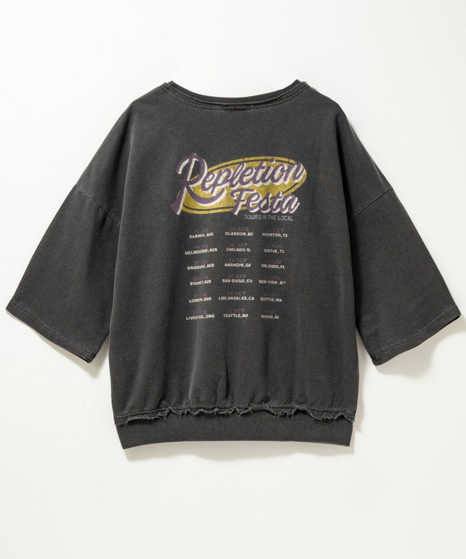 UNDERWRAPS  ミニ裏毛ピグメント7分袖Tシャツ レディース メール便 対応商品商品画像-3