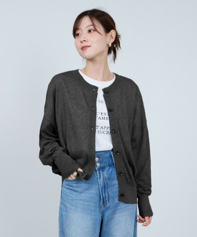 L.G.B ルグランブルー バッククロスカーディガン グレー レディース0 Idnes シアー前後2WAYカーディガン レディース