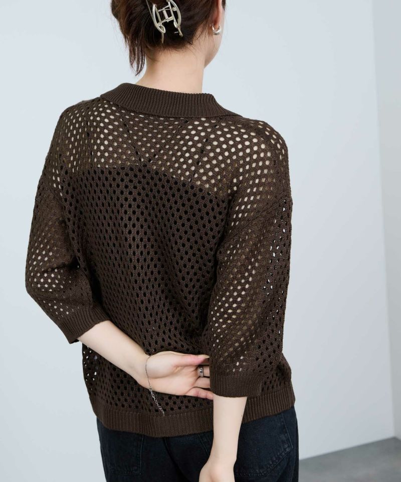 Idnes  メッシュニットポロシャツ レディース商品画像-9