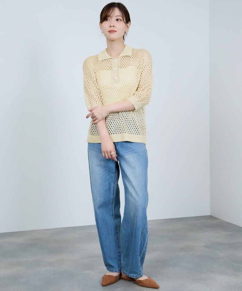 Idnes  メッシュニットポロシャツ レディース商品画像-15