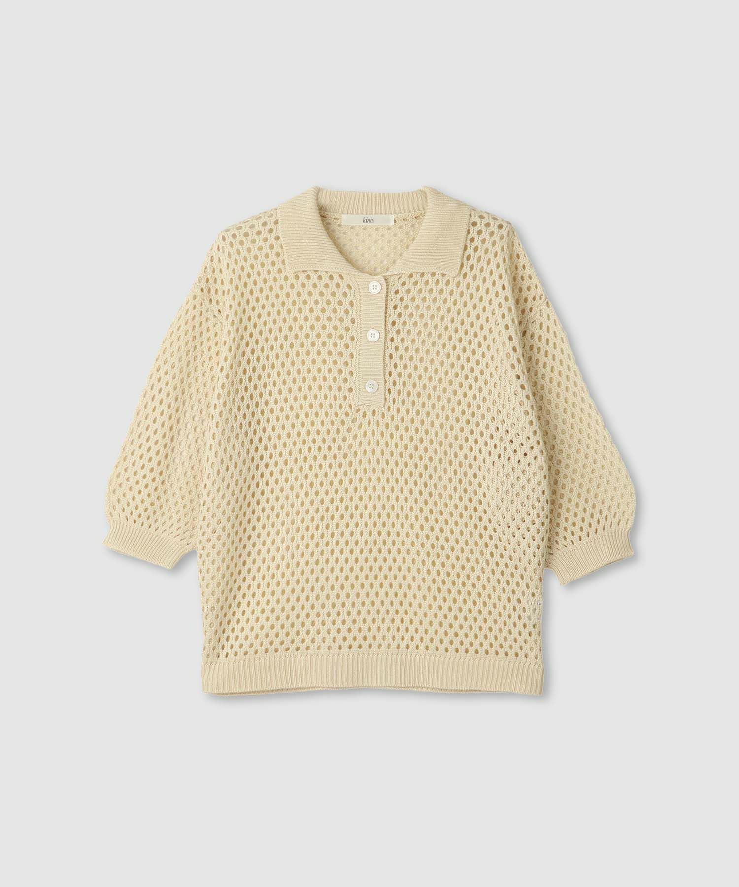 [さらに50%OFF]Idnes  メッシュニットポロシャツ レディース商品画像-18