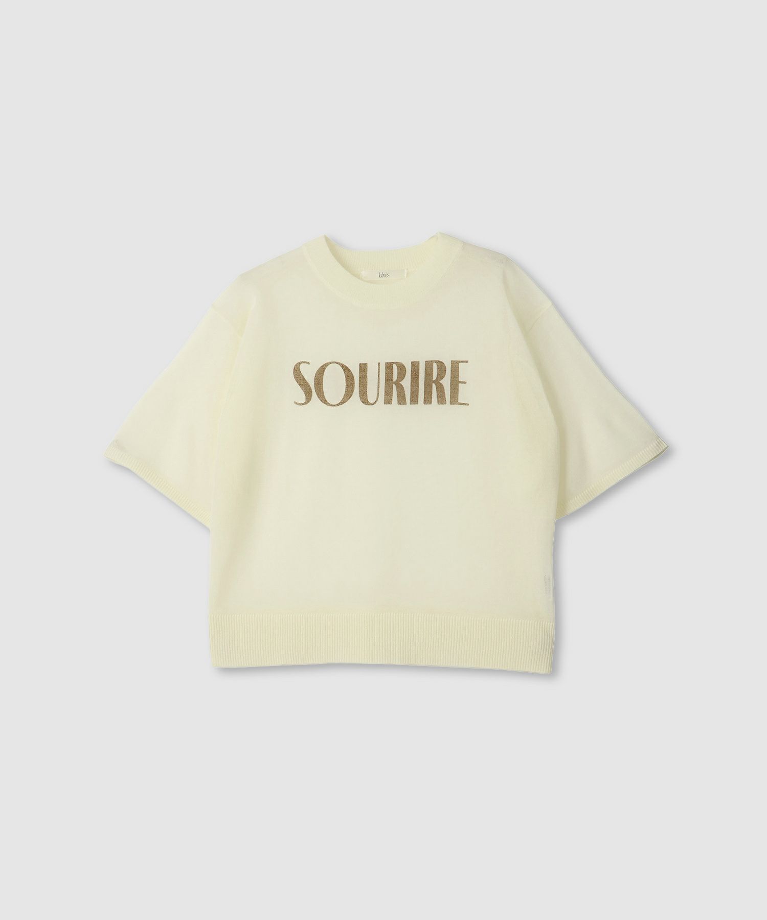 [さらに50%OFF]Idnes  シアーロゴハーフスリーブニット レディース商品画像-2