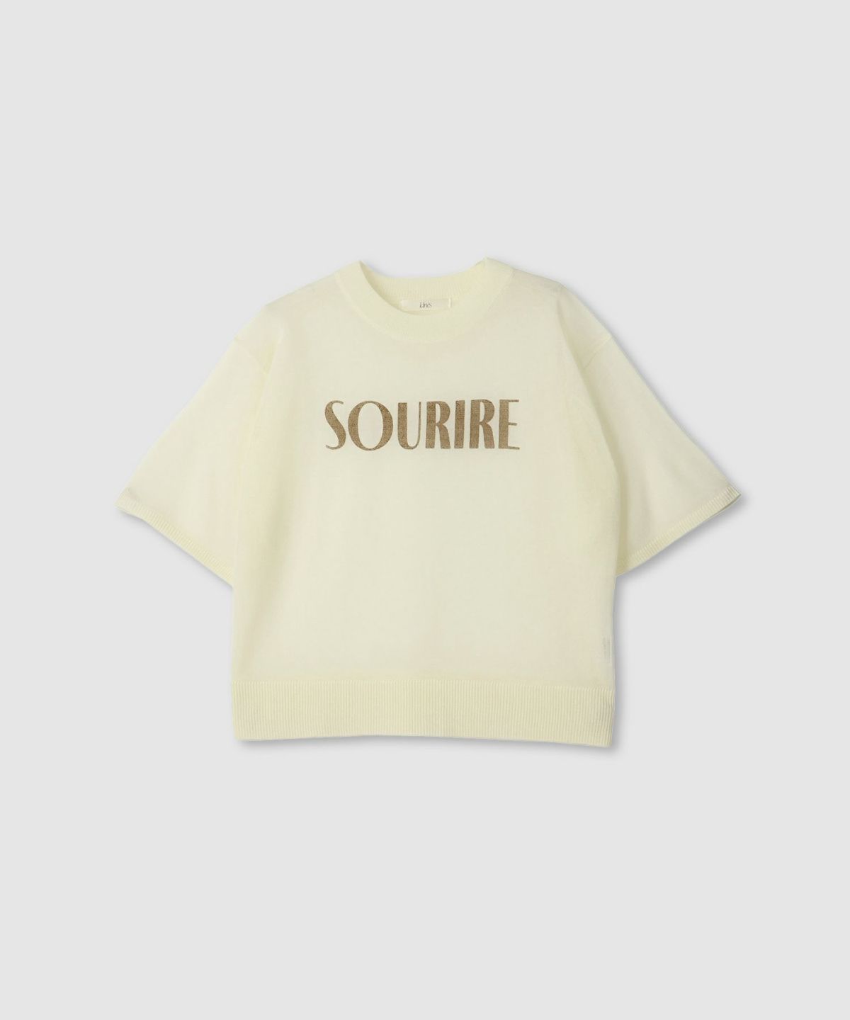  Idnes シアーロゴハーフスリーブニット レディース