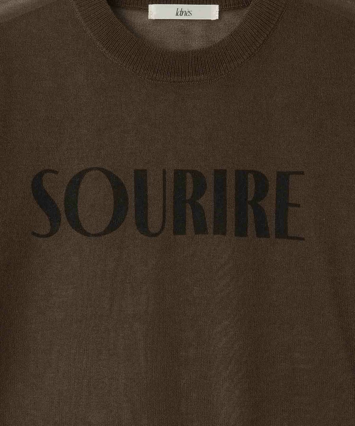  Idnes シアーロゴハーフスリーブニット レディース