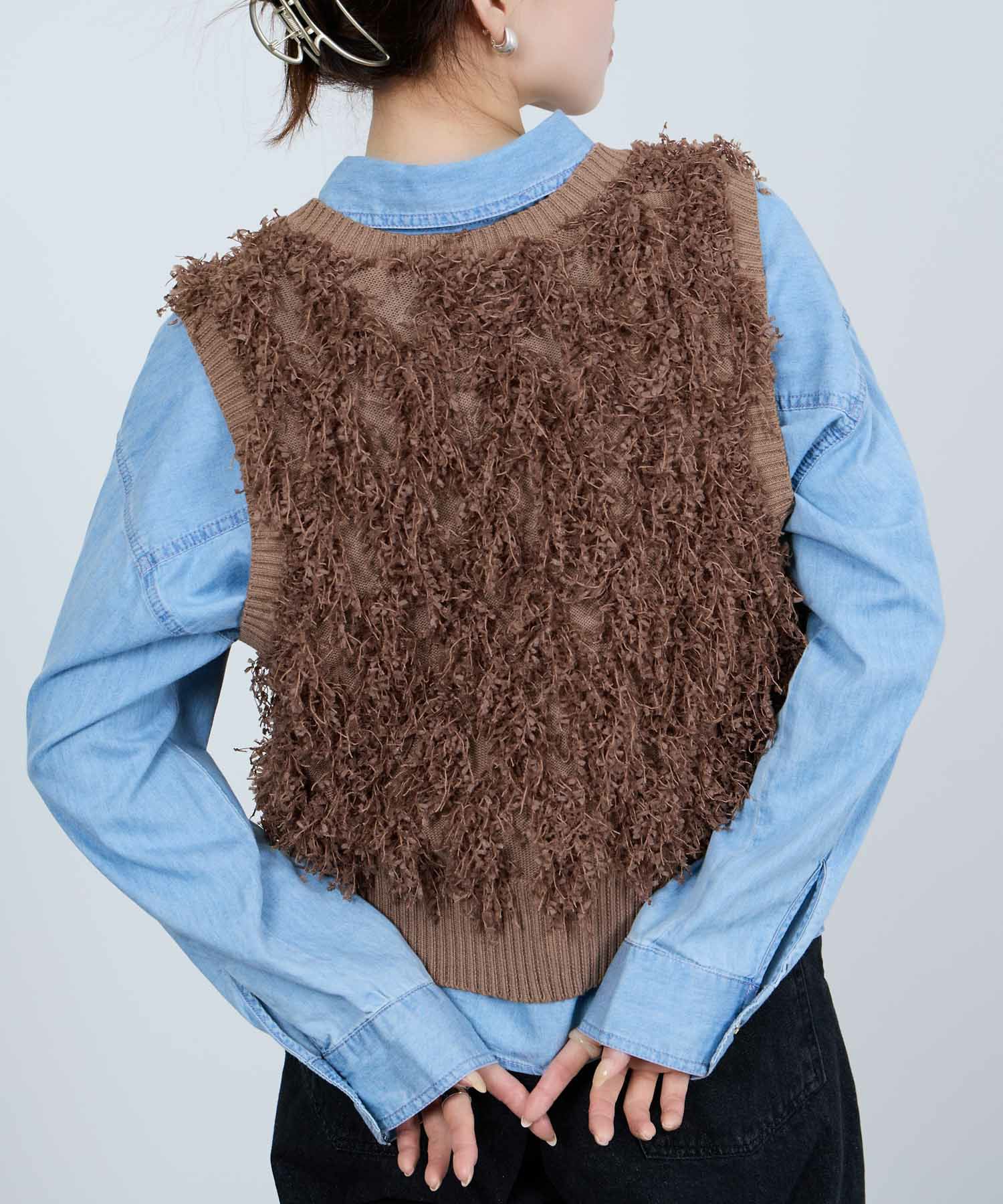 [期間限定knit]Idnes  リボンヤーンニットジレ レディース商品画像-6