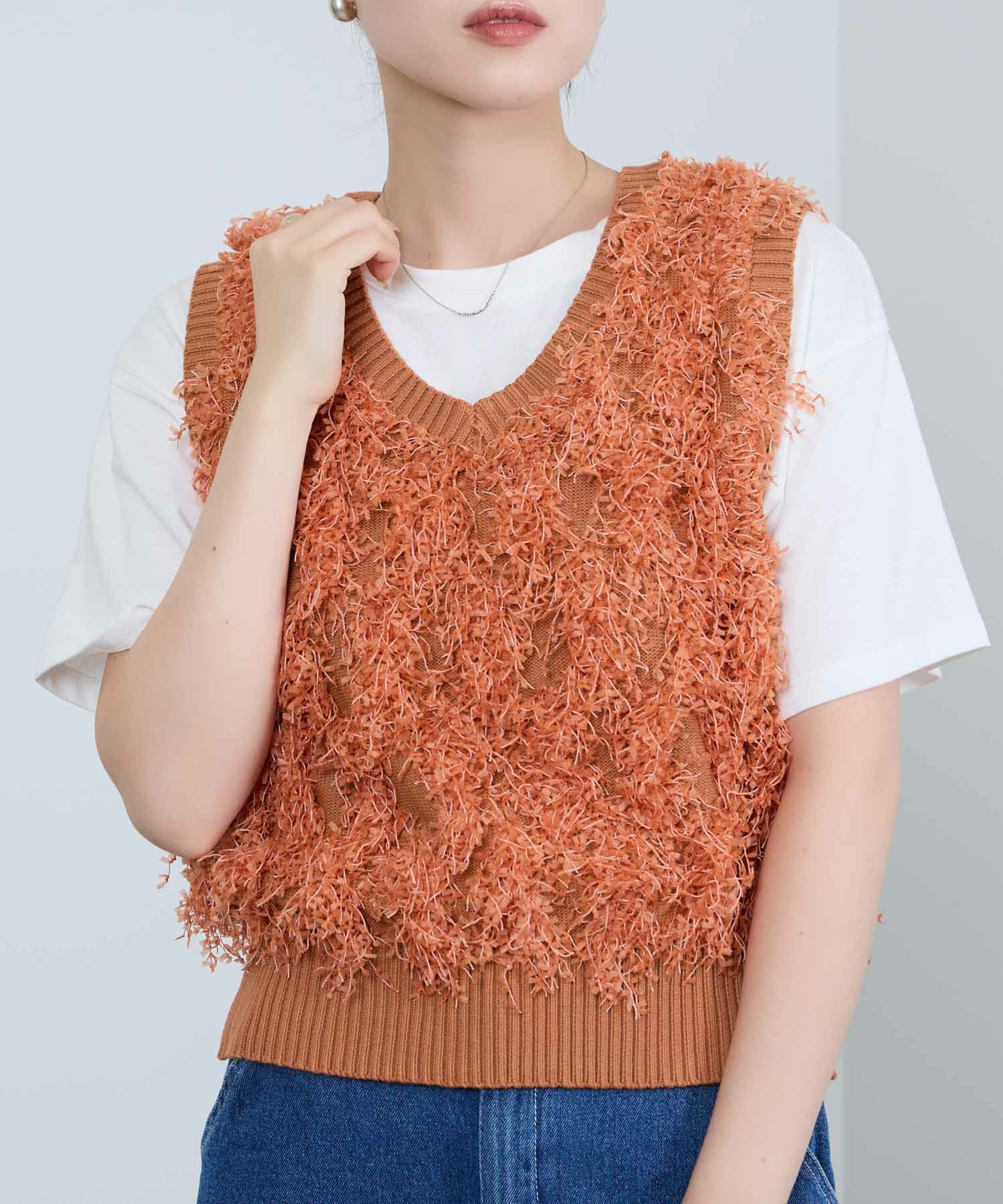 Idnes  リボンヤーンニットジレ レディース商品画像-13