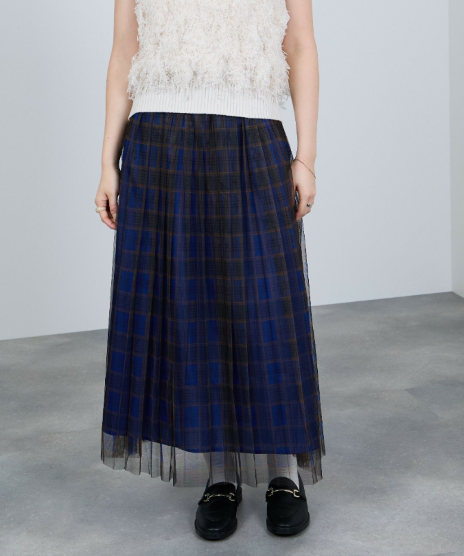 Idnes  チェック柄チュールスカート レディース商品画像-3