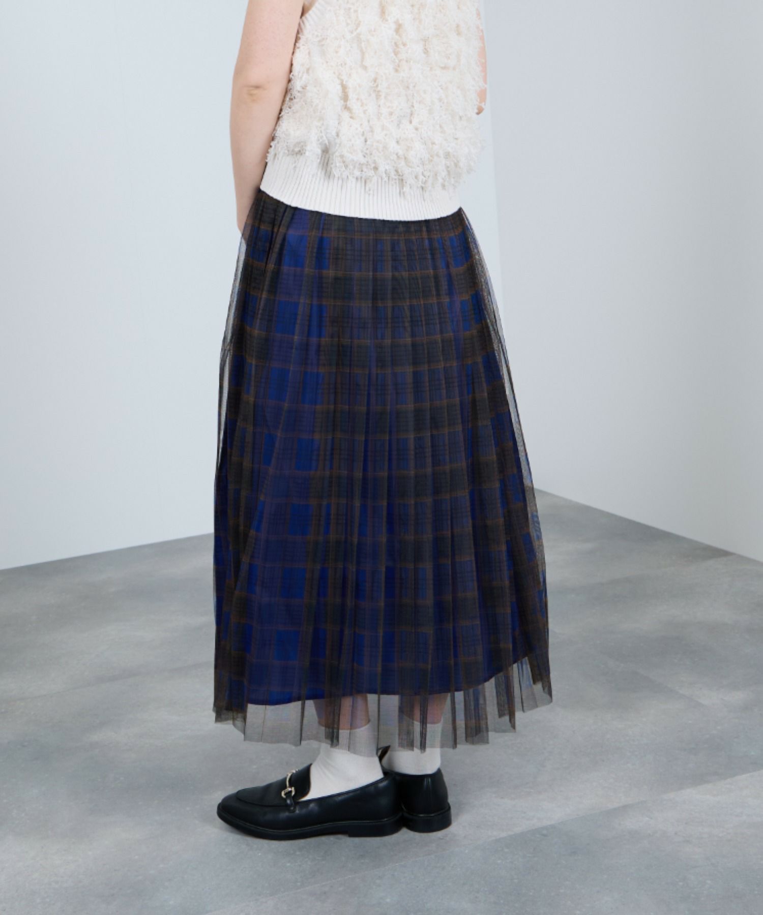 Idnes  チェック柄チュールスカート レディース商品画像-4