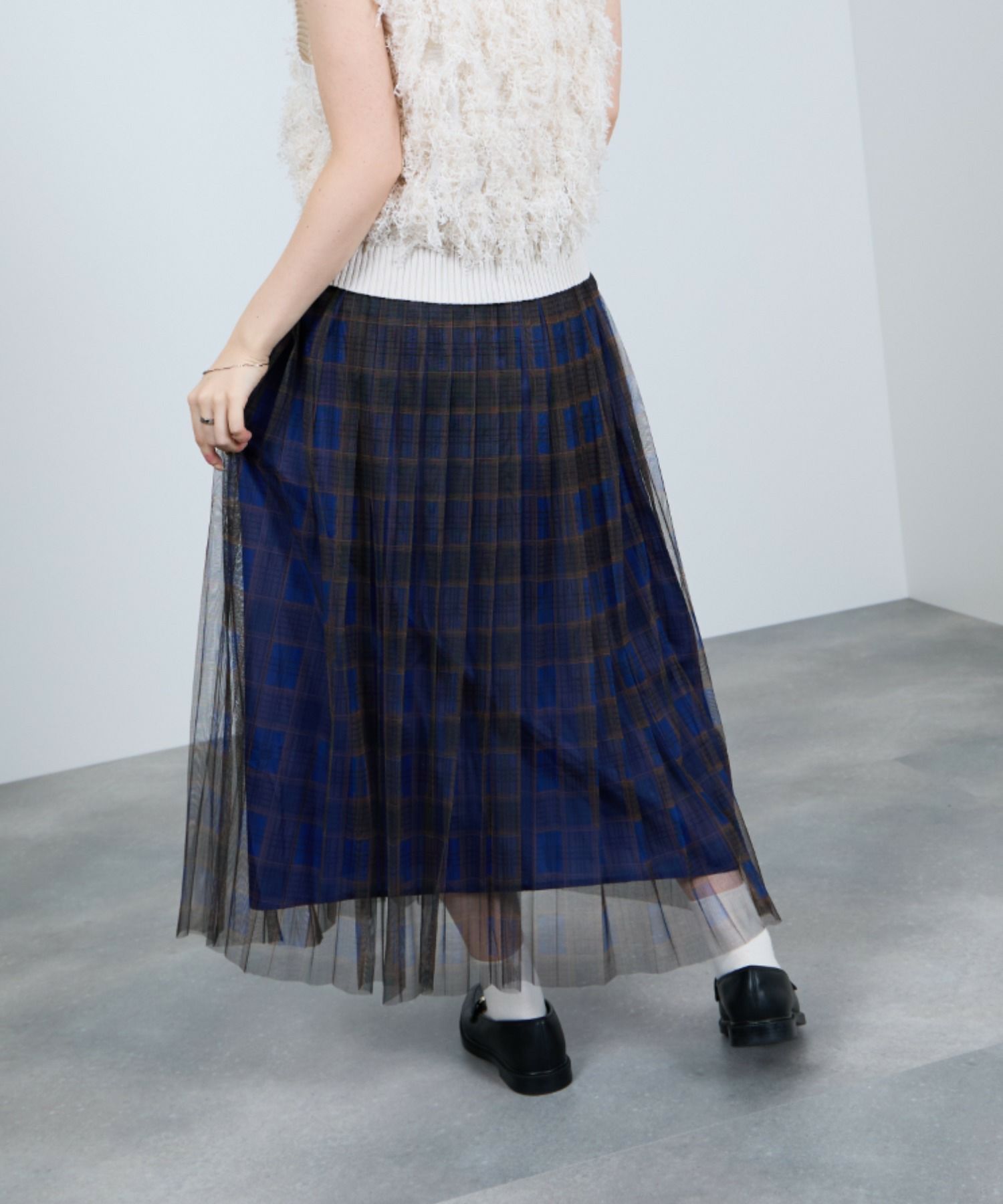 Idnes  チェック柄チュールスカート レディース商品画像-6