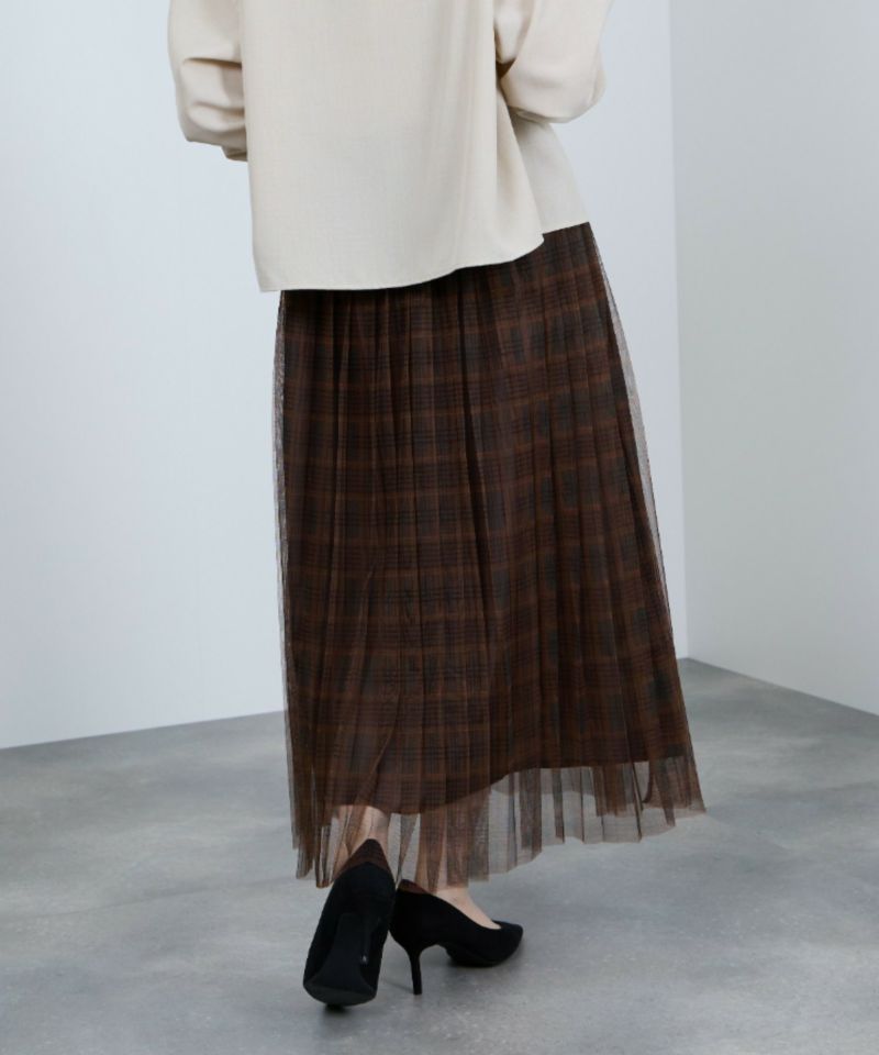 Idnes チェック柄チュールスカート レディース商品画像-9