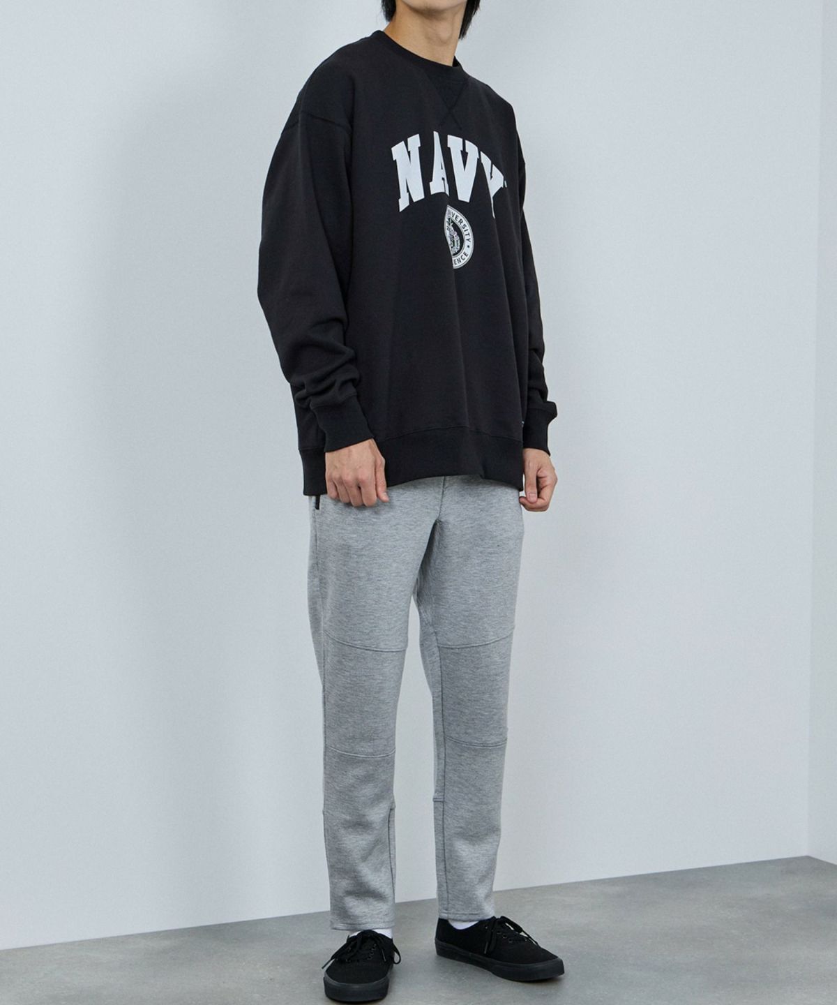 [ボトムス20%OFF]NAVY ポンチ素材 ジョガーパンツ メンズ