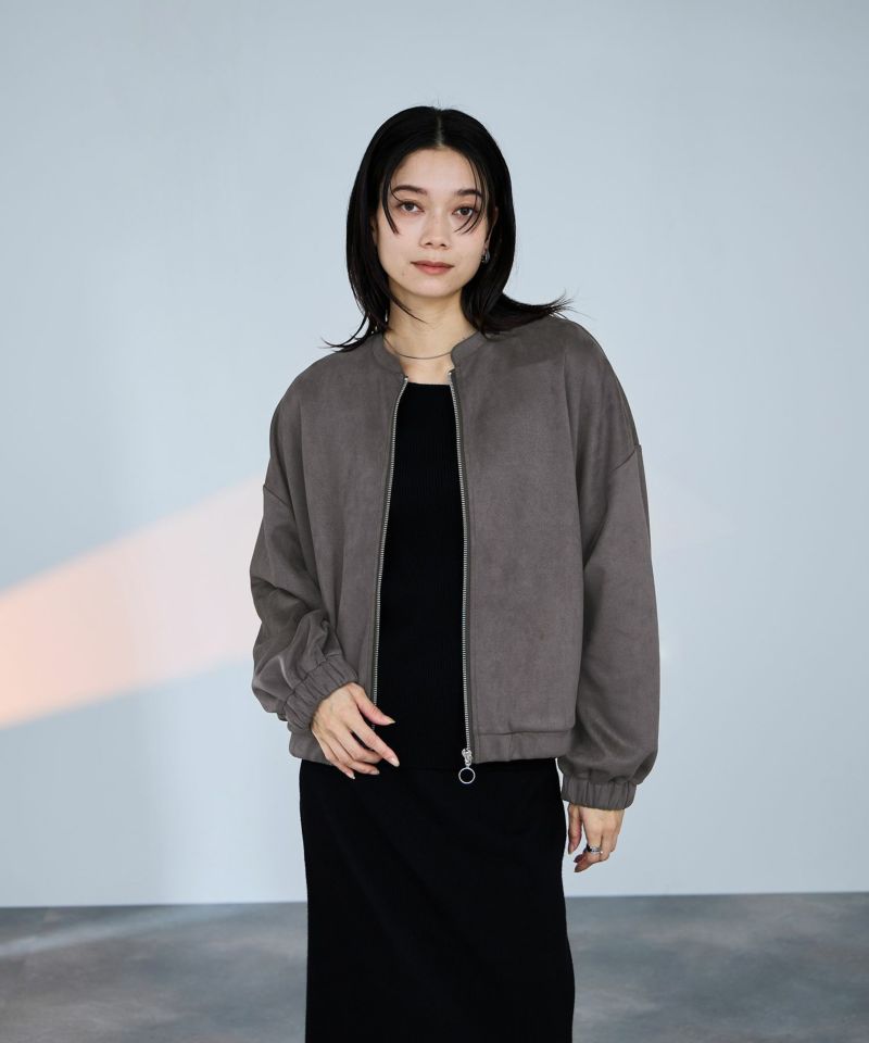 milli de l'air  ポンチ素材 スエードライクブルゾン レディース商品画像-2