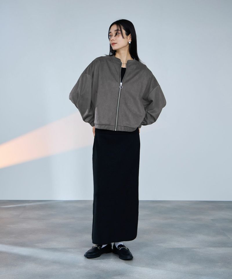 milli de l'air ポンチ素材 スエードライクブルゾン レディース商品画像-13